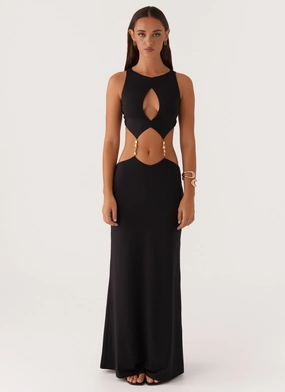 Nadiya Maxi Dress - Black Balanced Lines Sophisticated Appeal