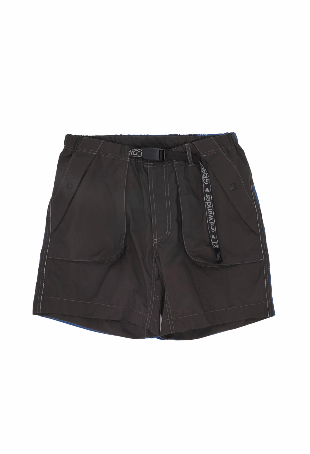 Gramicci x And Wander Men's Brushed Nylon Shorts - Charcoal Multi Panel Construction Tactical Attachment Loops