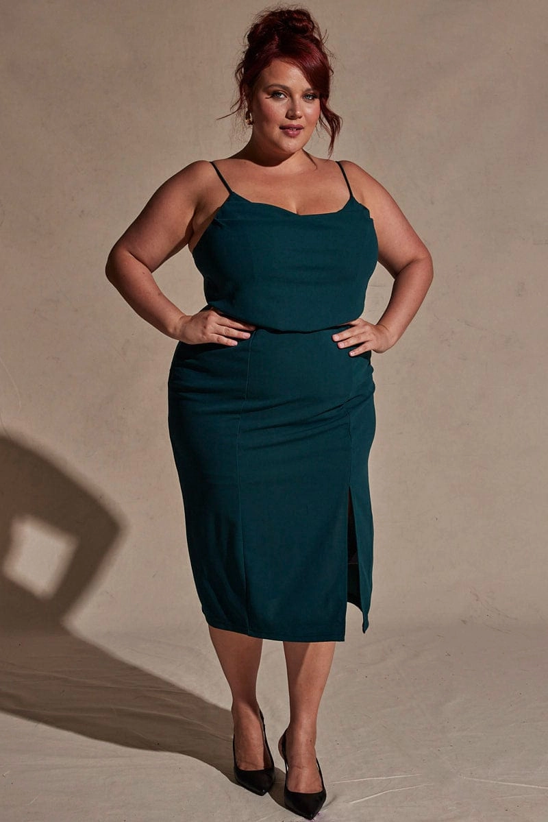 Timeless slip dress Green Cowl Bodycon Party Dress