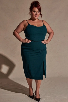 Timeless slip dress Green Cowl Bodycon Party Dress