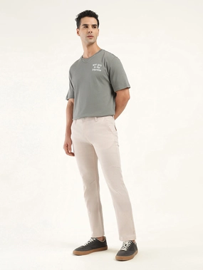 WrinkleFreeFabric Smooth Texture Men's Cream Slim Fit Chinos