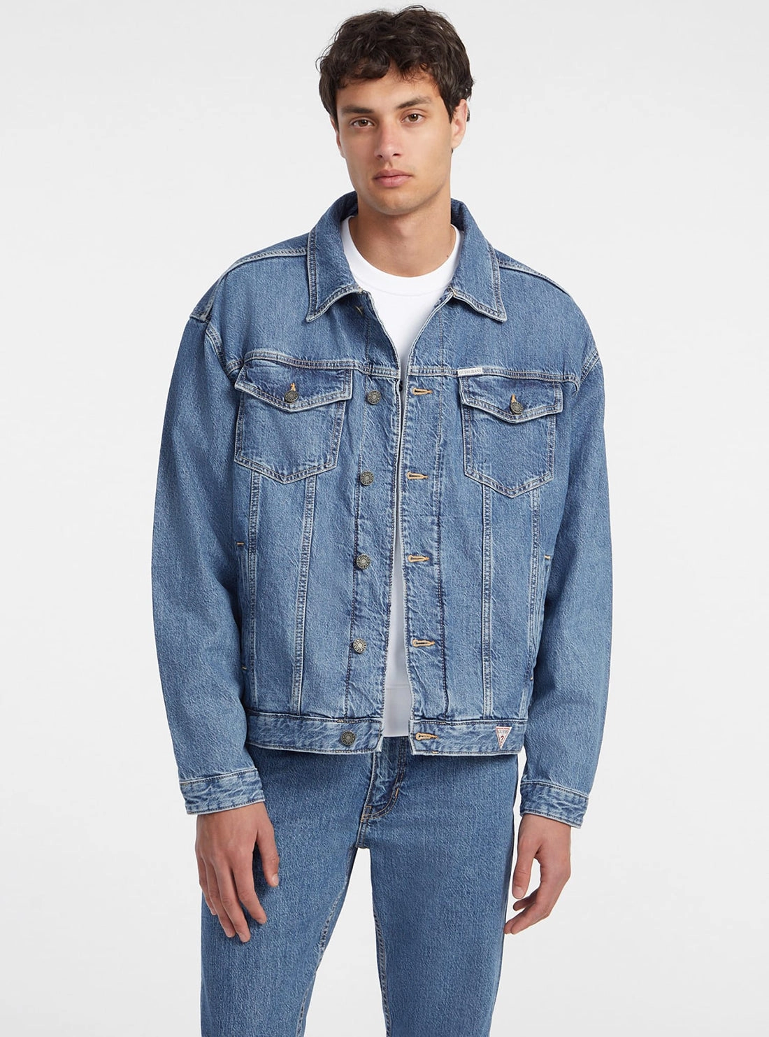 Guess Jeans Blue Oversize Trucker Jacket Modular Layering System