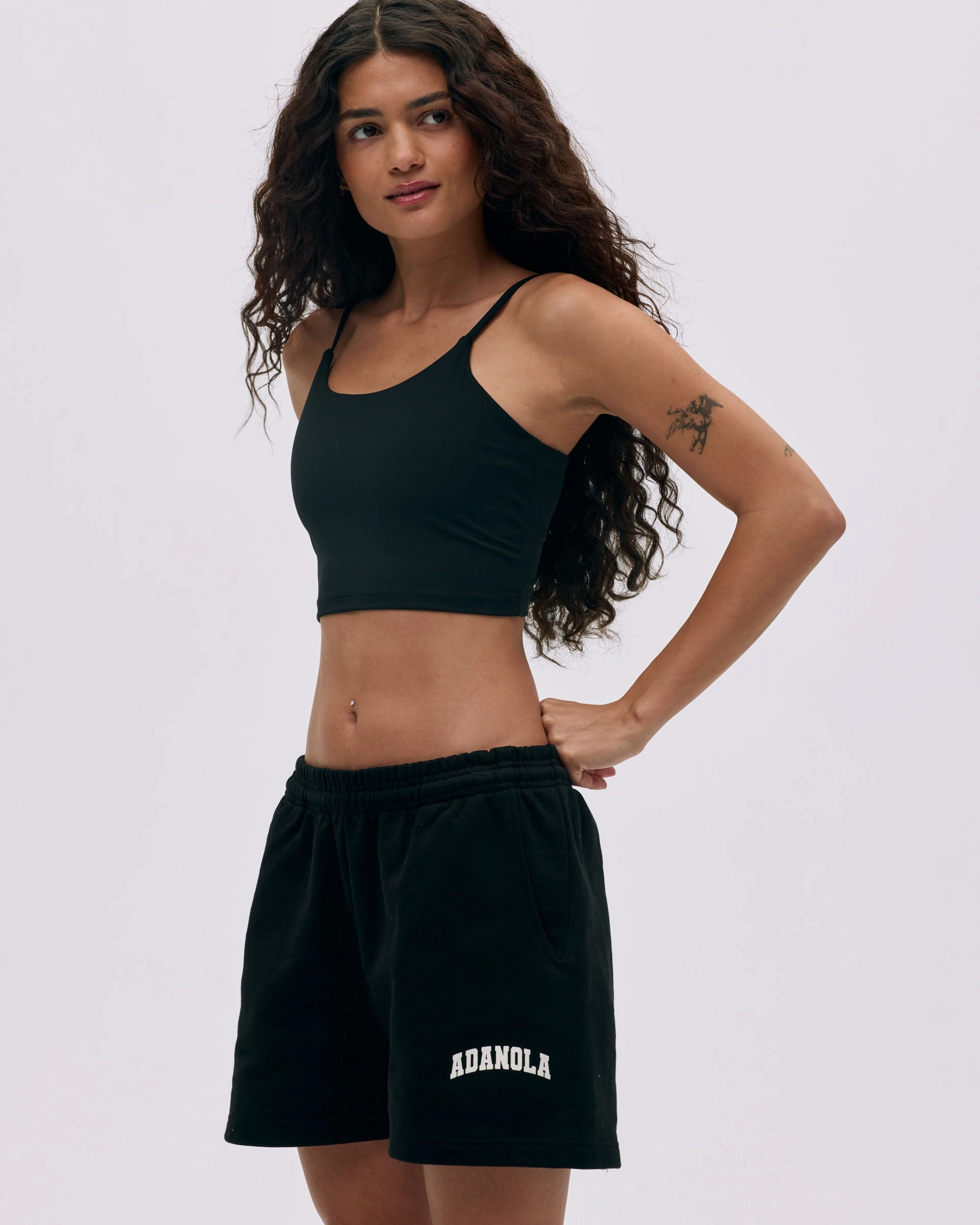 Varsity Sweat Shorts - Black/Marshmallow White Bohemian style