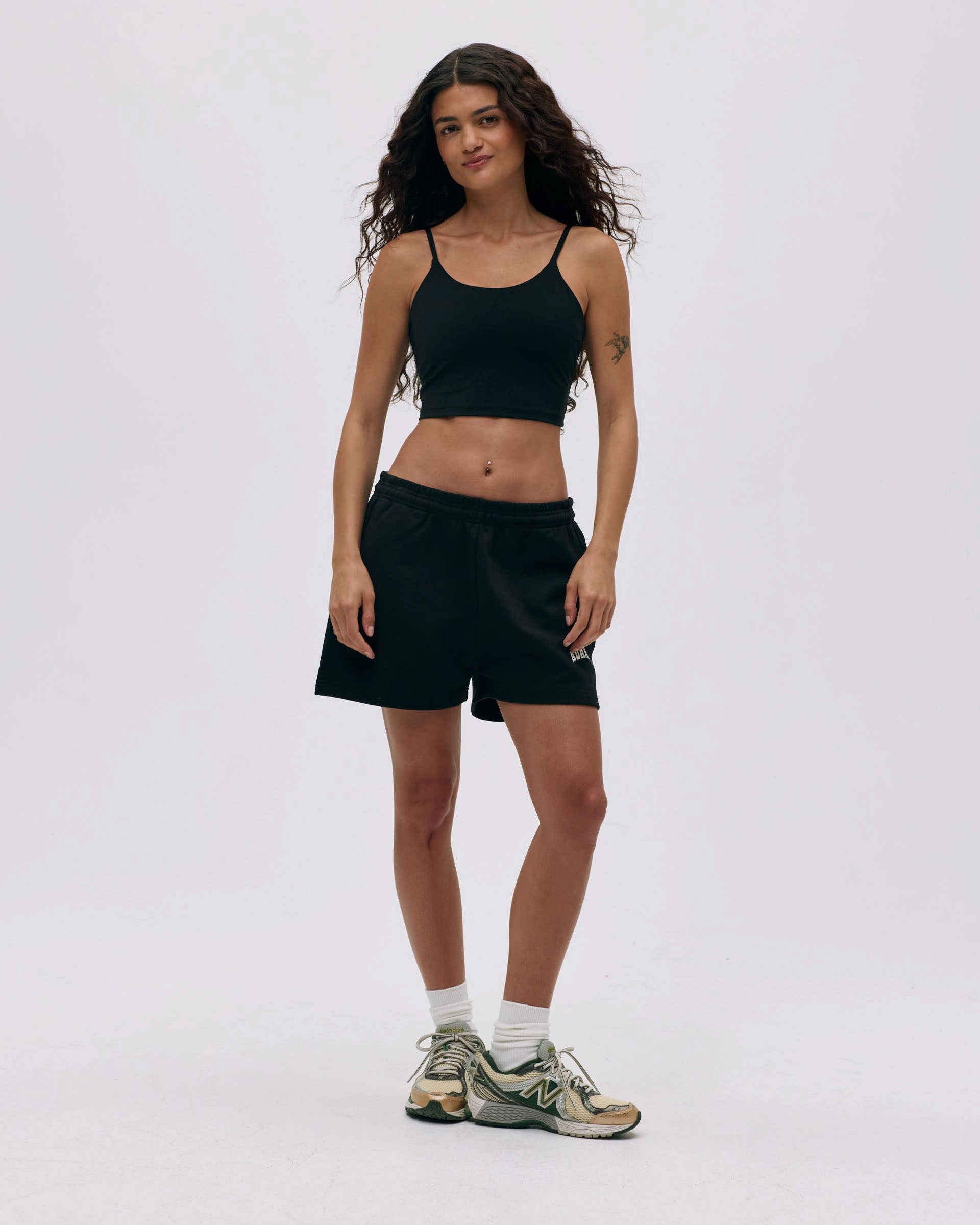 hoodie Abrasion Resistant Edges Varsity Sweat Shorts - Black/Marshmallow White