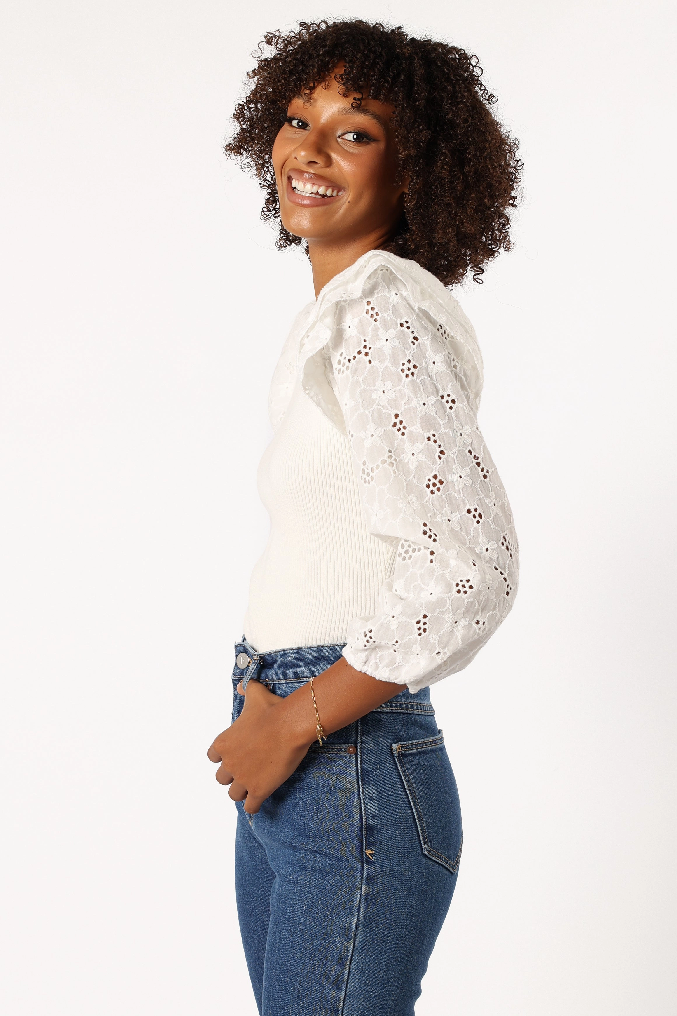 Halle Top - White Stretchable Material Fade Resistant Formula