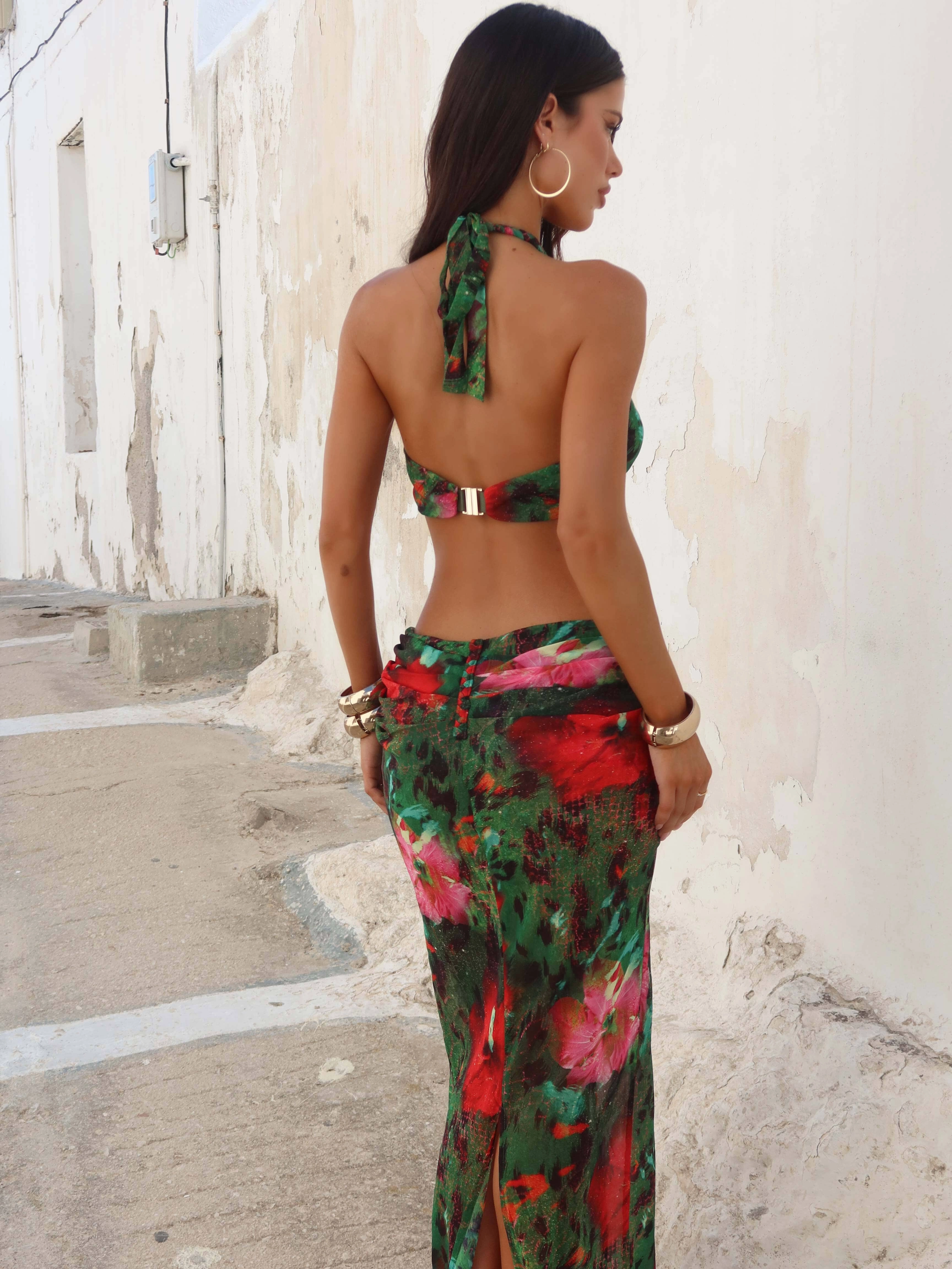 Sleek Flow Textured Flow HAYAMI MAXI DRESS RUBY HIBISCUS