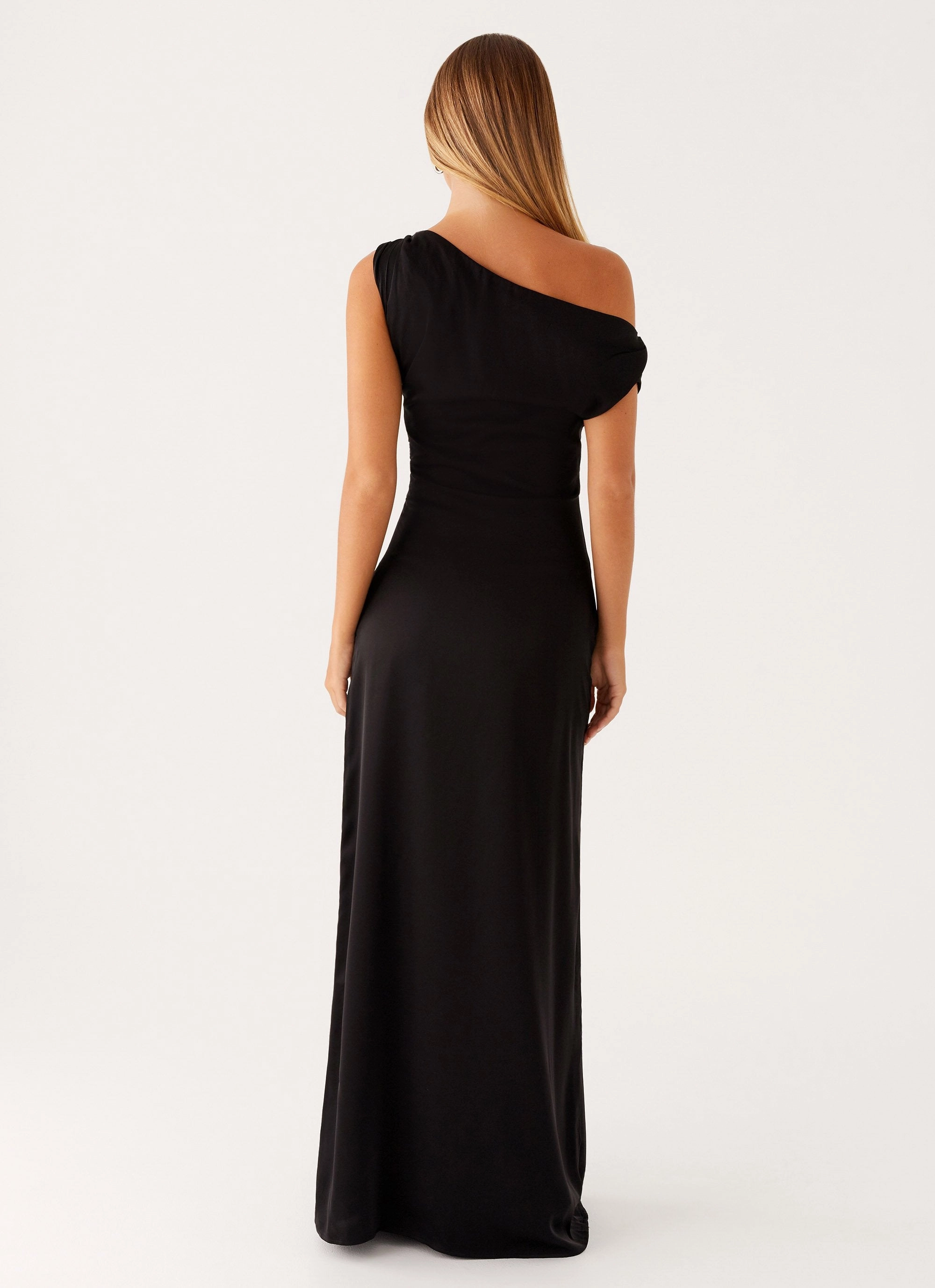 Trendy Piece Body Ease Heart Of Glass Satin Maxi Dress - Black