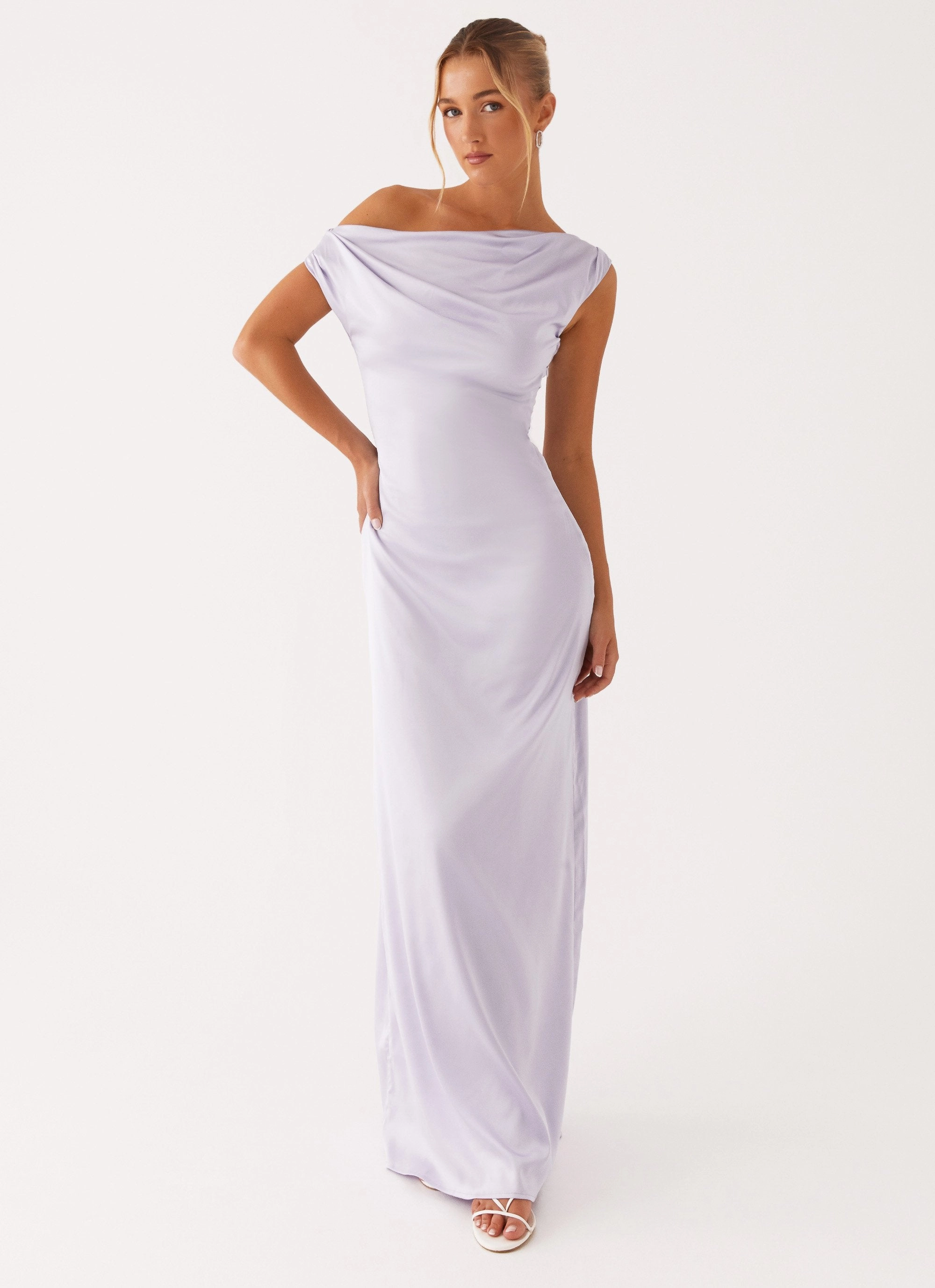 Heart Of Glass Satin Maxi Dress - Lilac Smooth-Finish Tailored Piece