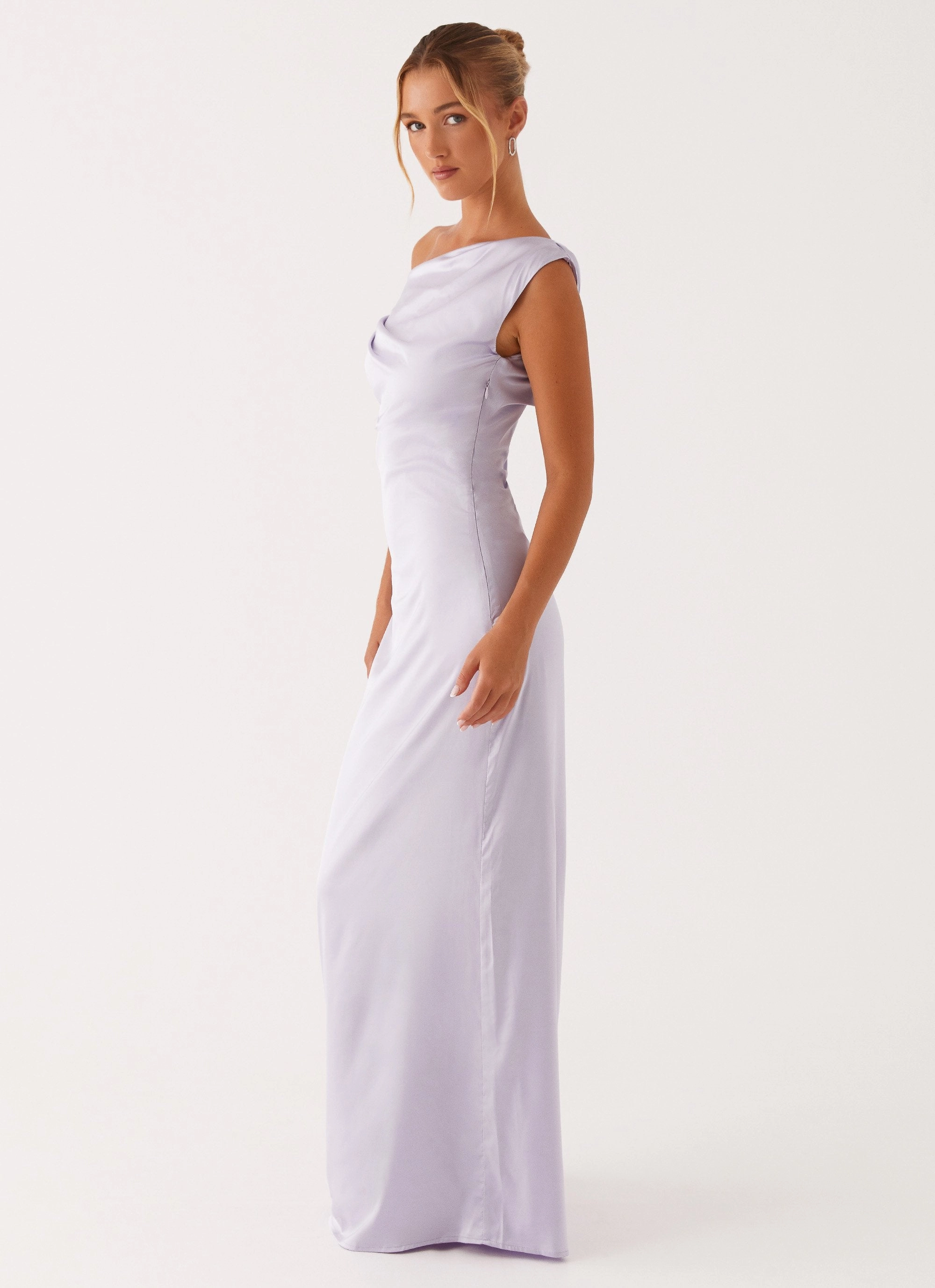 Stylish day dress Heart Of Glass Satin Maxi Dress - Lilac