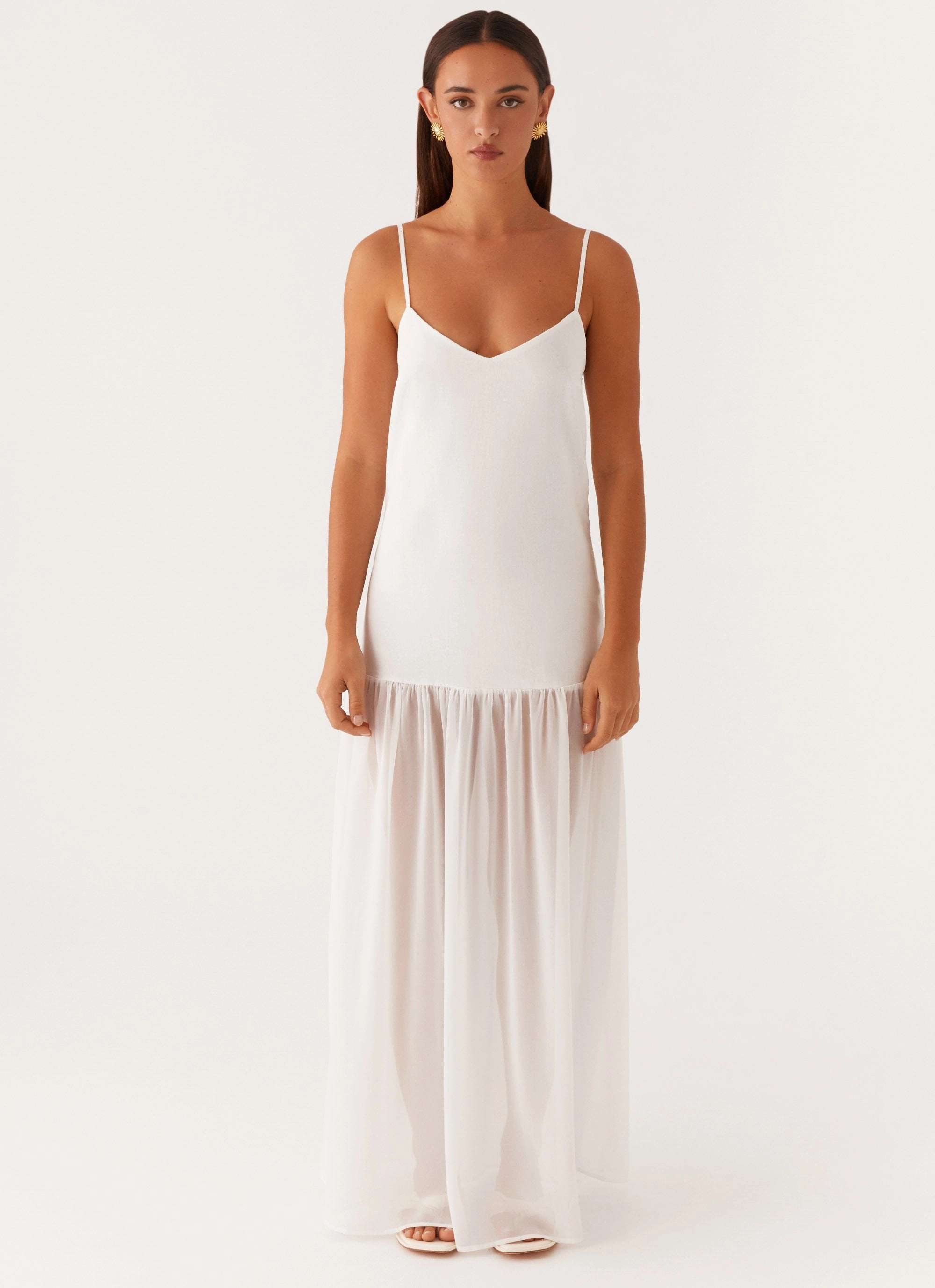 Heavenly Linen Maxi Dress - White Classic Grace