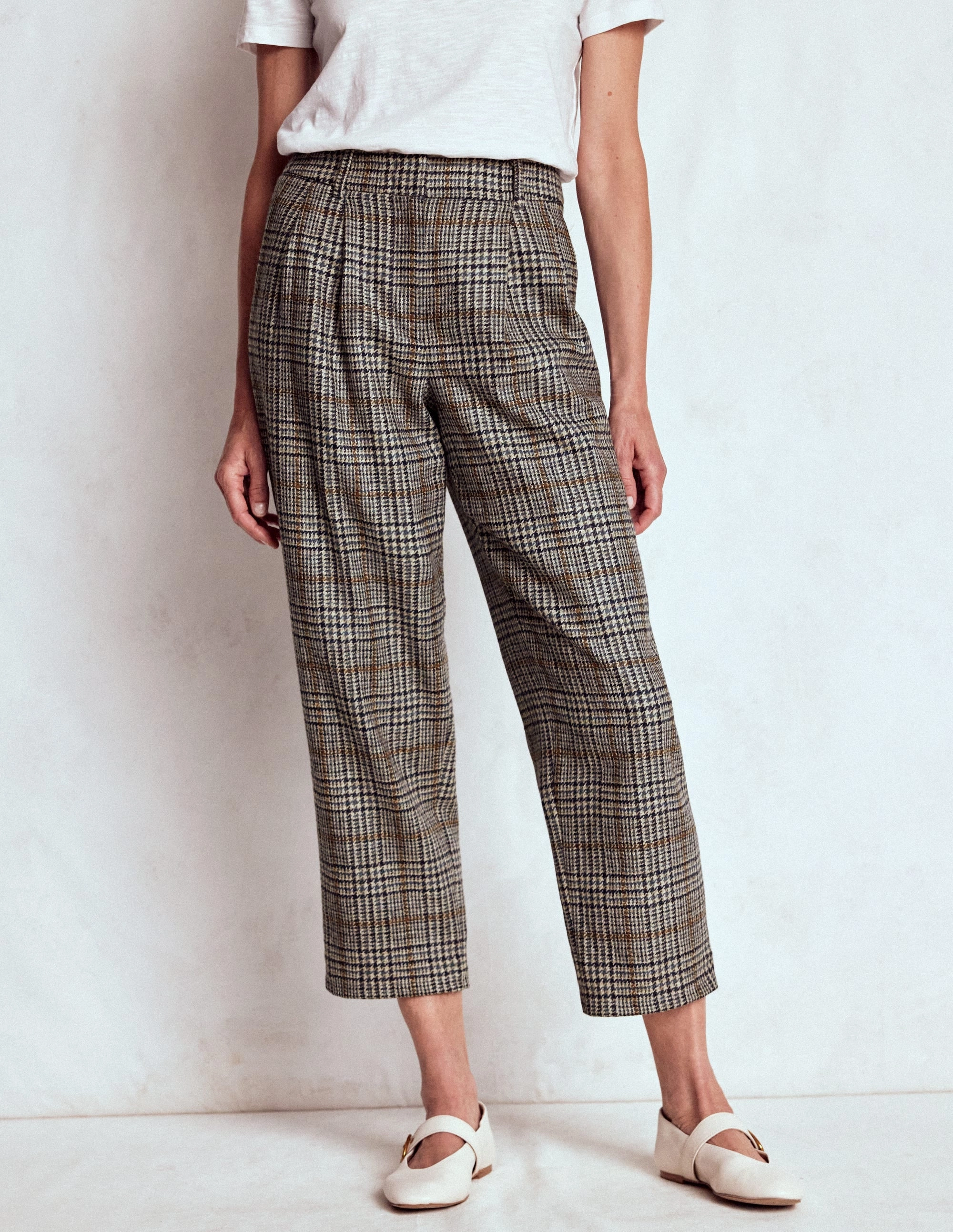 Reinforced Stress Points Double Stitched Seams Bloomsbury Wool Trousers-Blue and Grey Prince of Wales