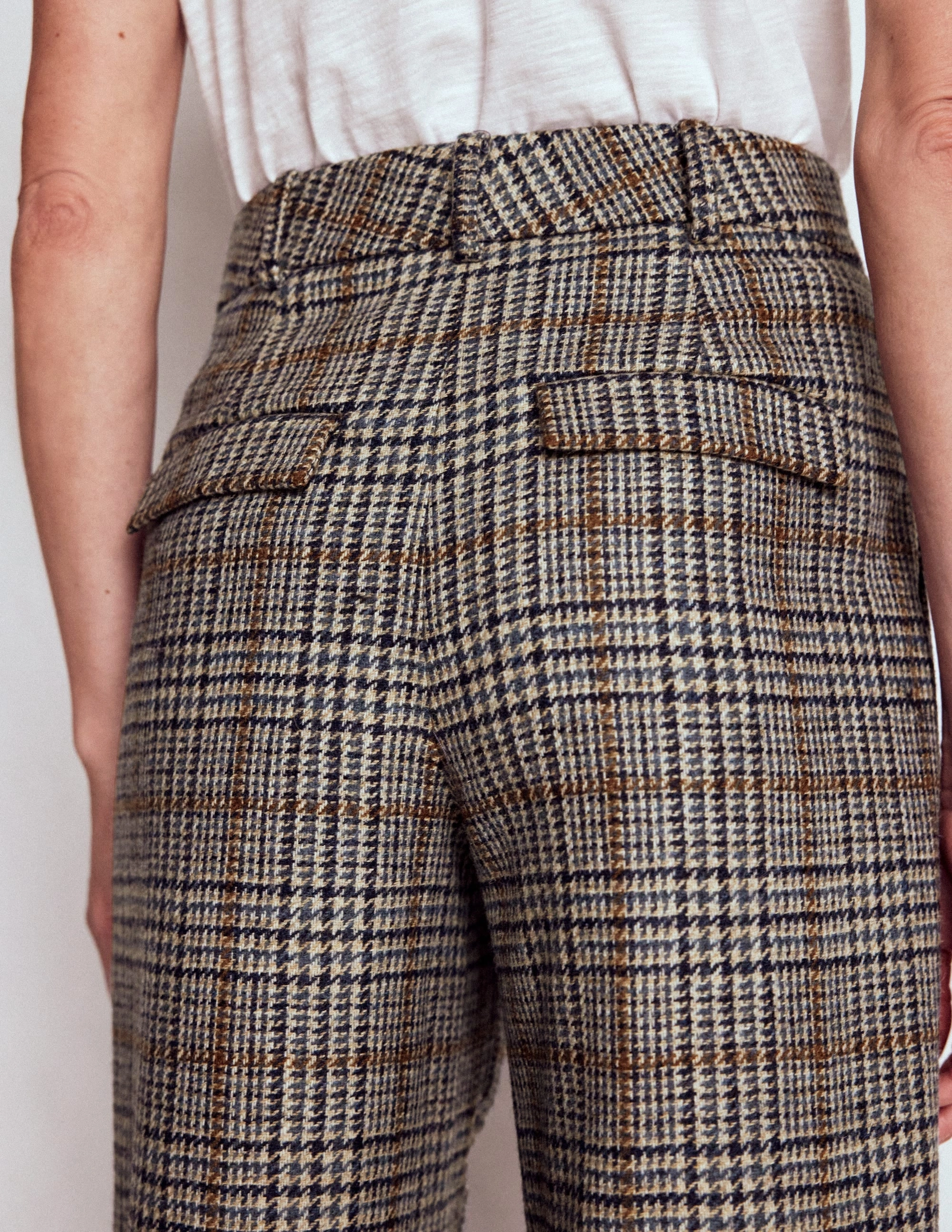 Bloomsbury Wool Trousers-Blue and Grey Prince of Wales Seamless Waist Technology