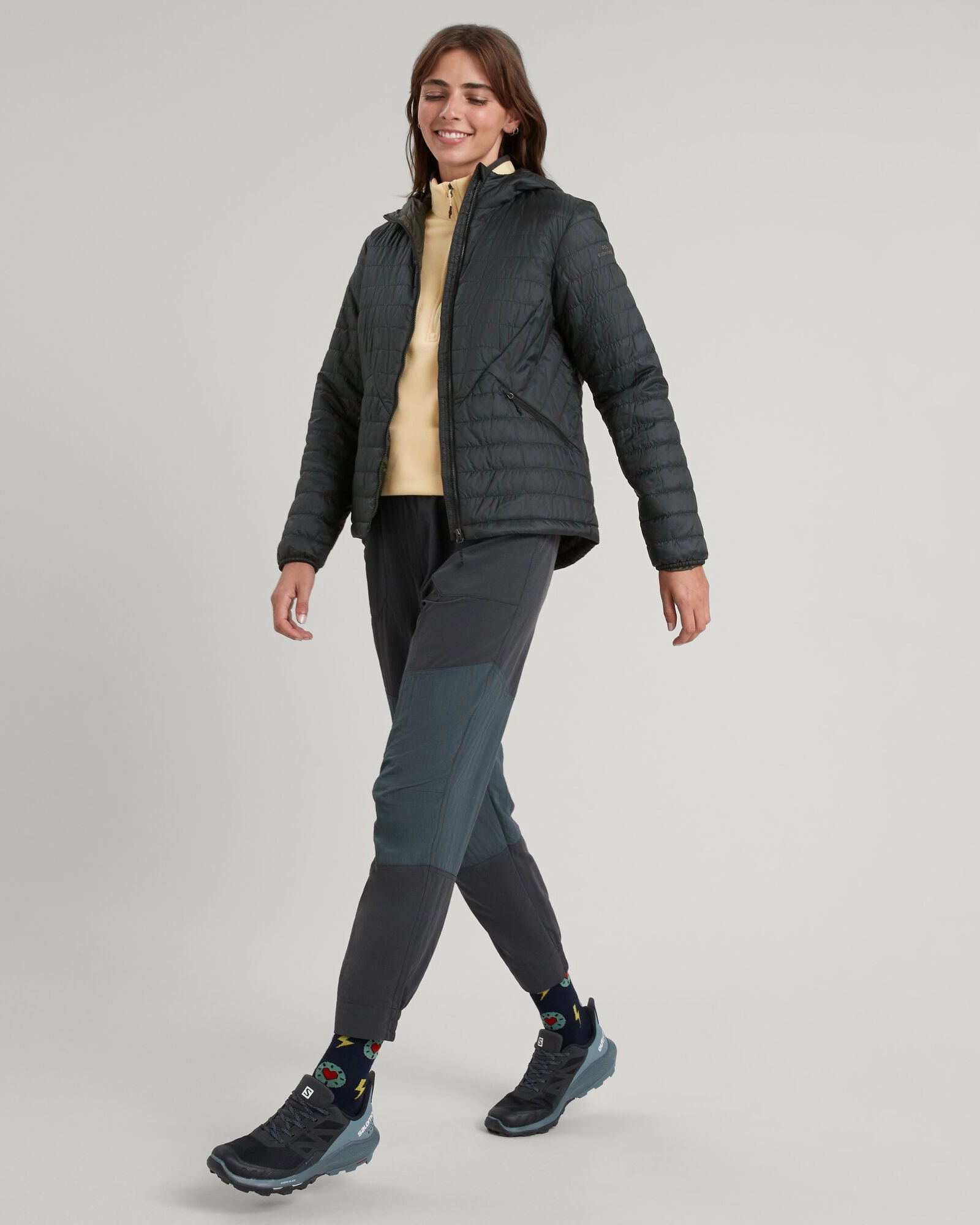 Heli R Women's novaLOFT Hooded Jacket - Black Stingray Breezy Layer Option Windproof Material