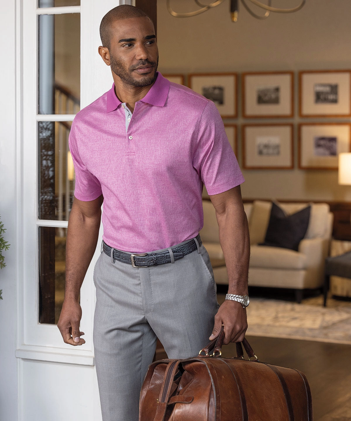 Heritage Italian Cotton Jacquard Polo Shirt Light Shirt Active Comfort