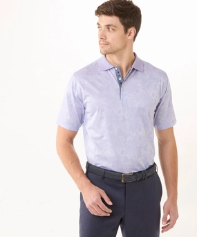 Heritage Italian Cotton Tonal Tropical Print Polo Shirt Active Design Timeless Style