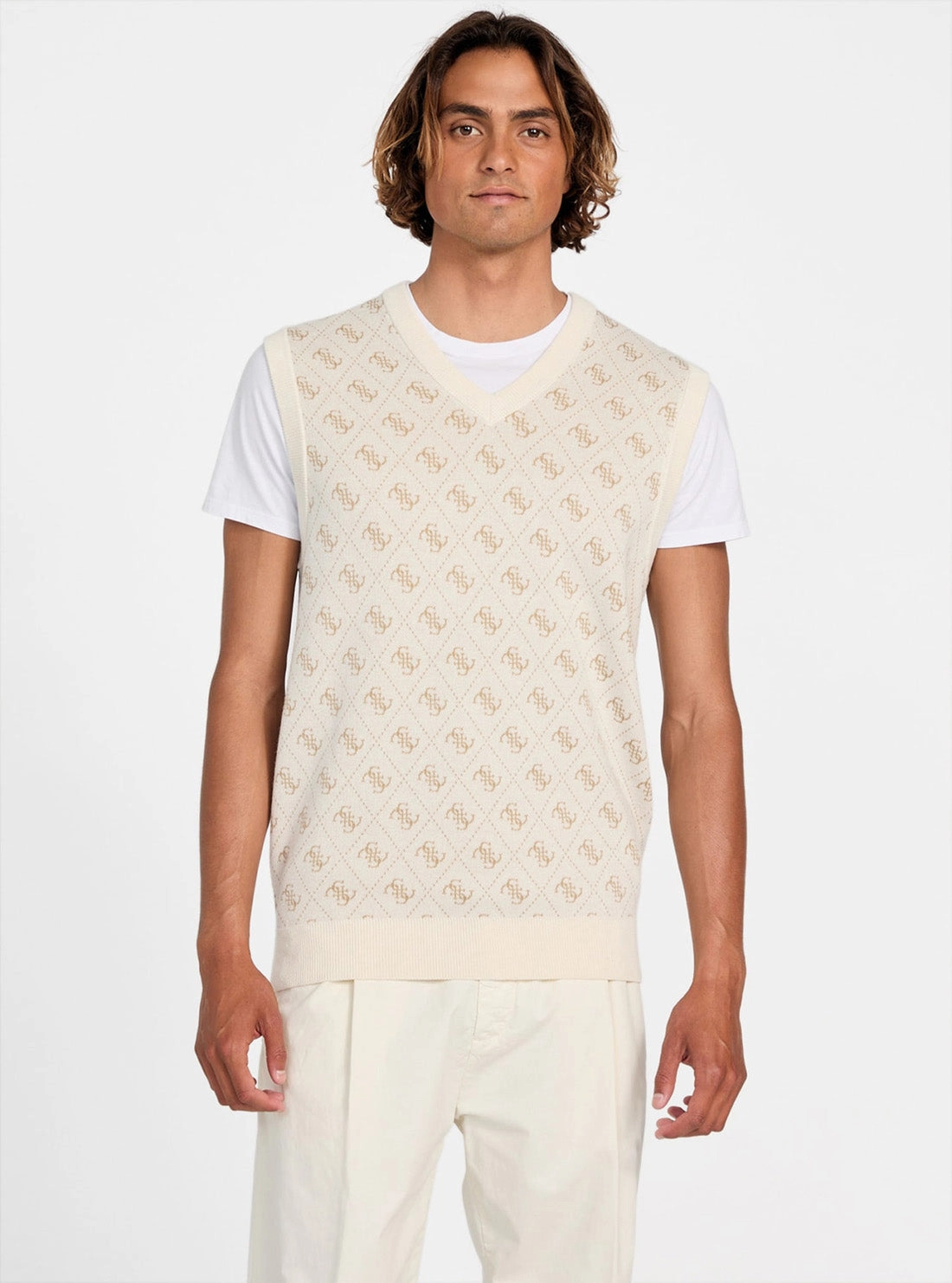Beige Horace 4G Logo Jacquard Vest Crisp Walk Look