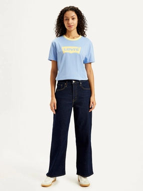 Women's Navy Blue Mile High Wide Leg Fit High Rise Jeans Style Layer