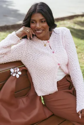 Recycled Polyester Blend Urban Comforted Ally Texture Cardigan - Pink