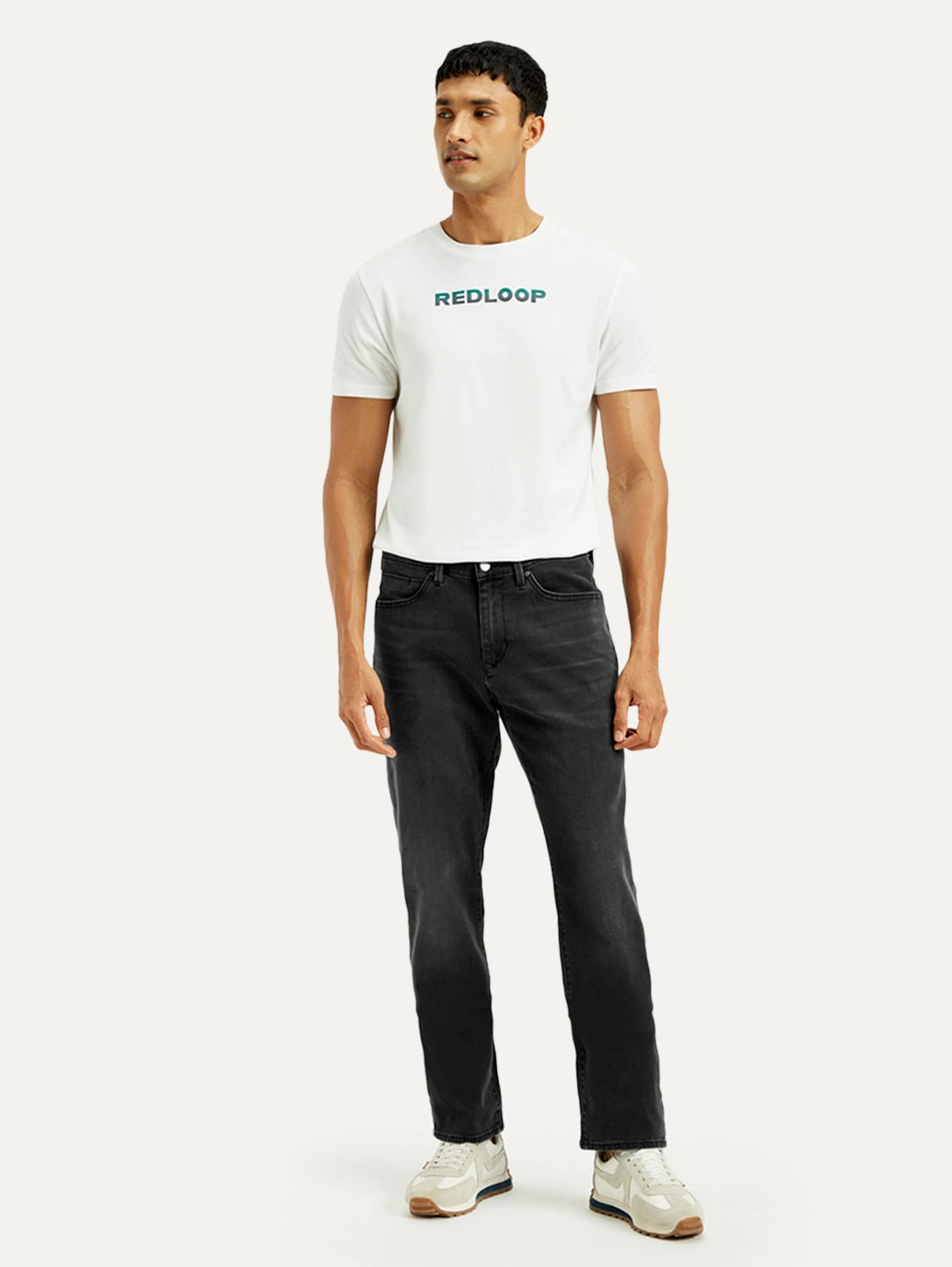 Men's Redloop 541 Black Athletic Tapered Fit Mid Rise Jeans Go To Outfit