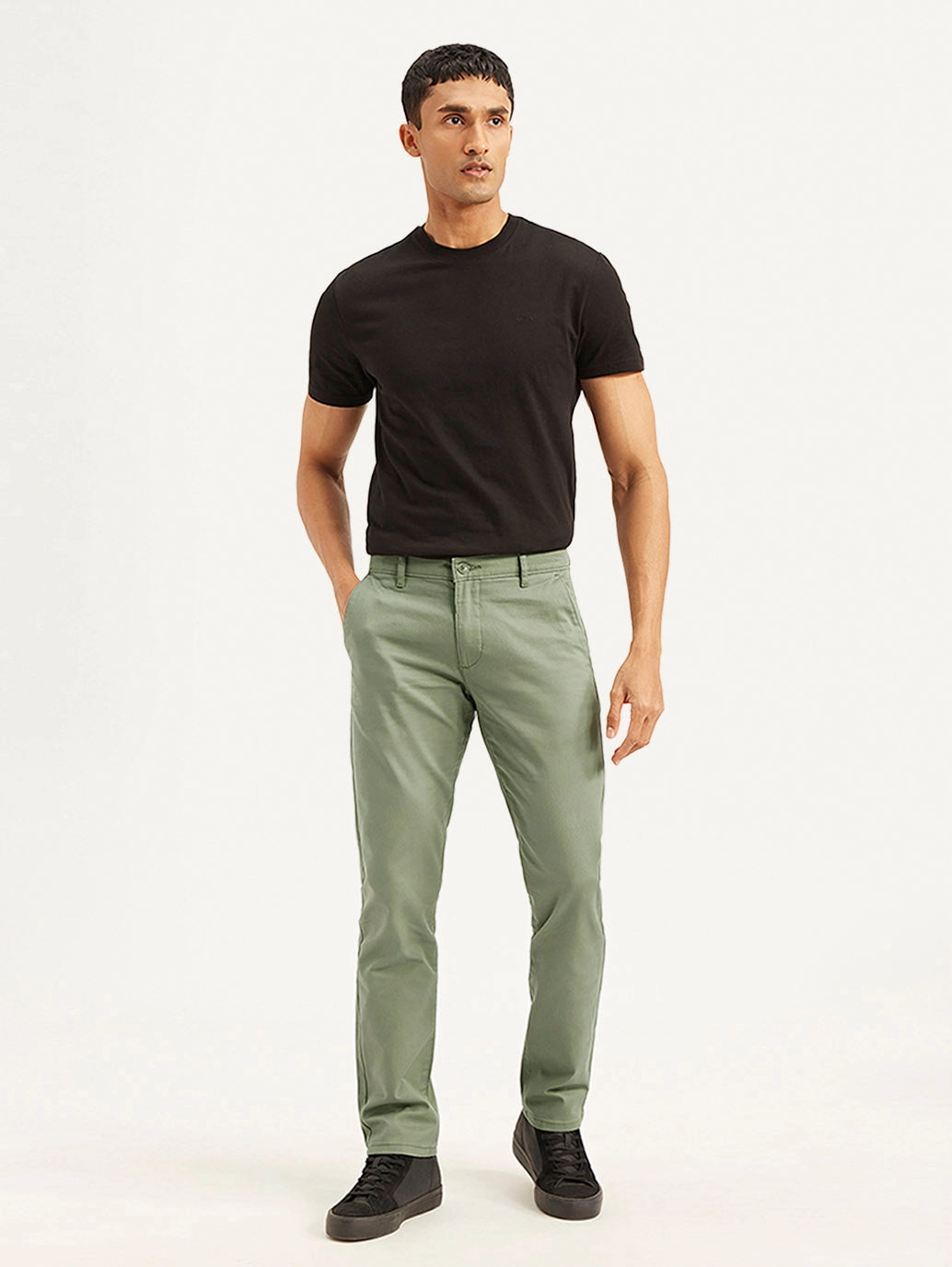 Men's Olive Slim Fit Trousers Tailored Silhouette