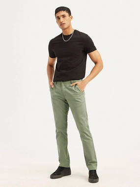Men's Olive Slim Fit Trousers WrinkleFreeFabric