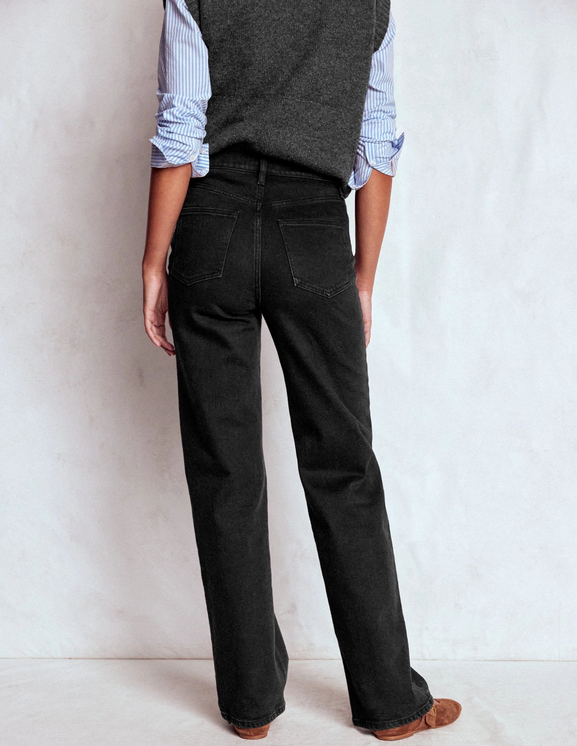High Rise Column Leg Jeans-Black StretchFabric Movement Comfort