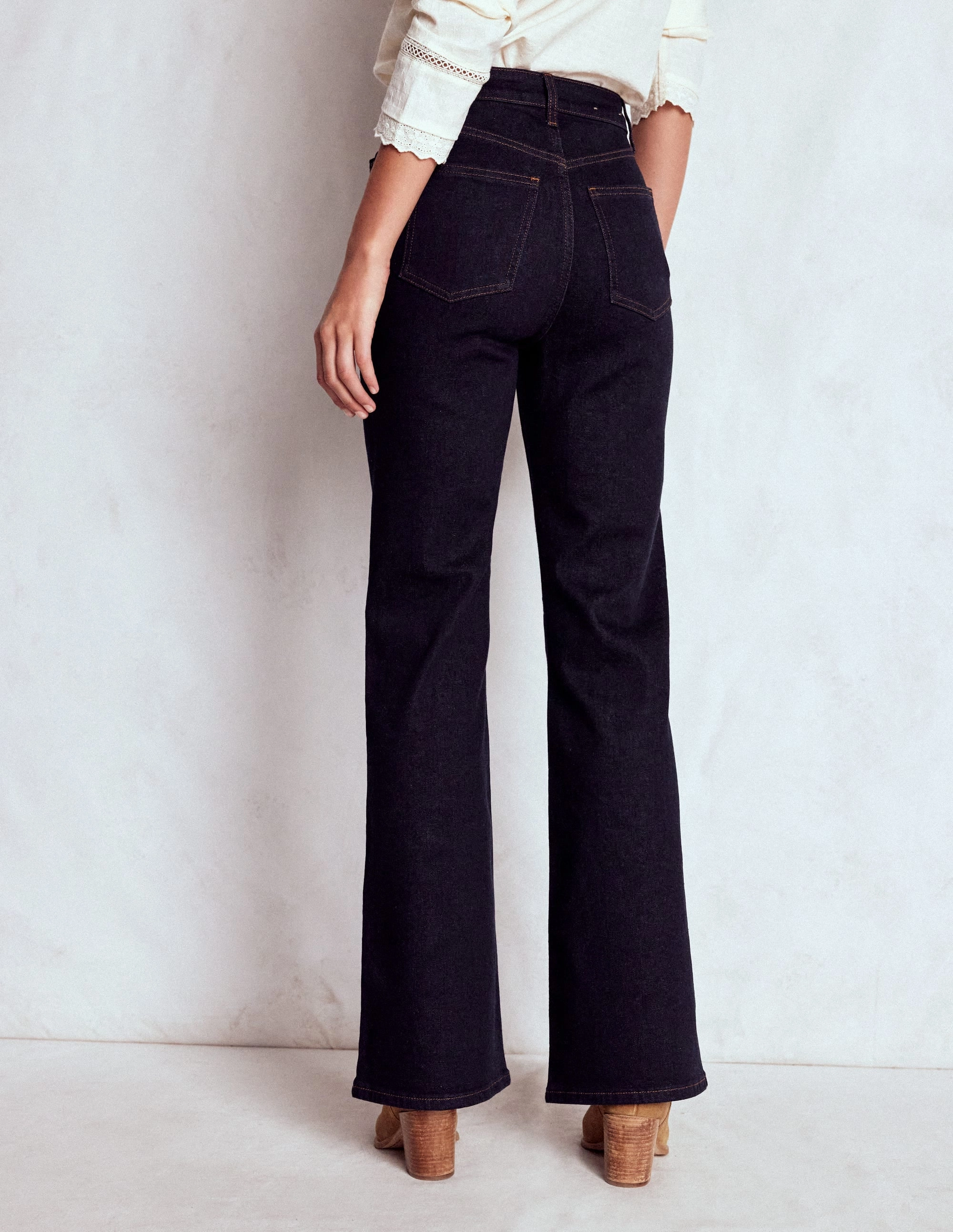 High Rise Fitted Flare Jeans-Indigo Non Slip Waistband