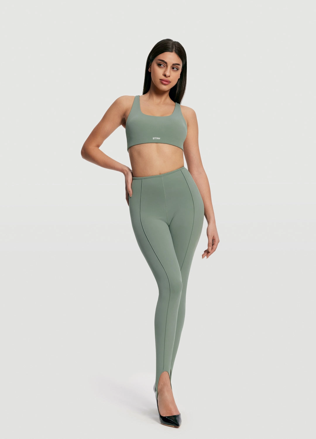 Sweat Control City Walk Rib Knit High-Rise Stirrup Leggings