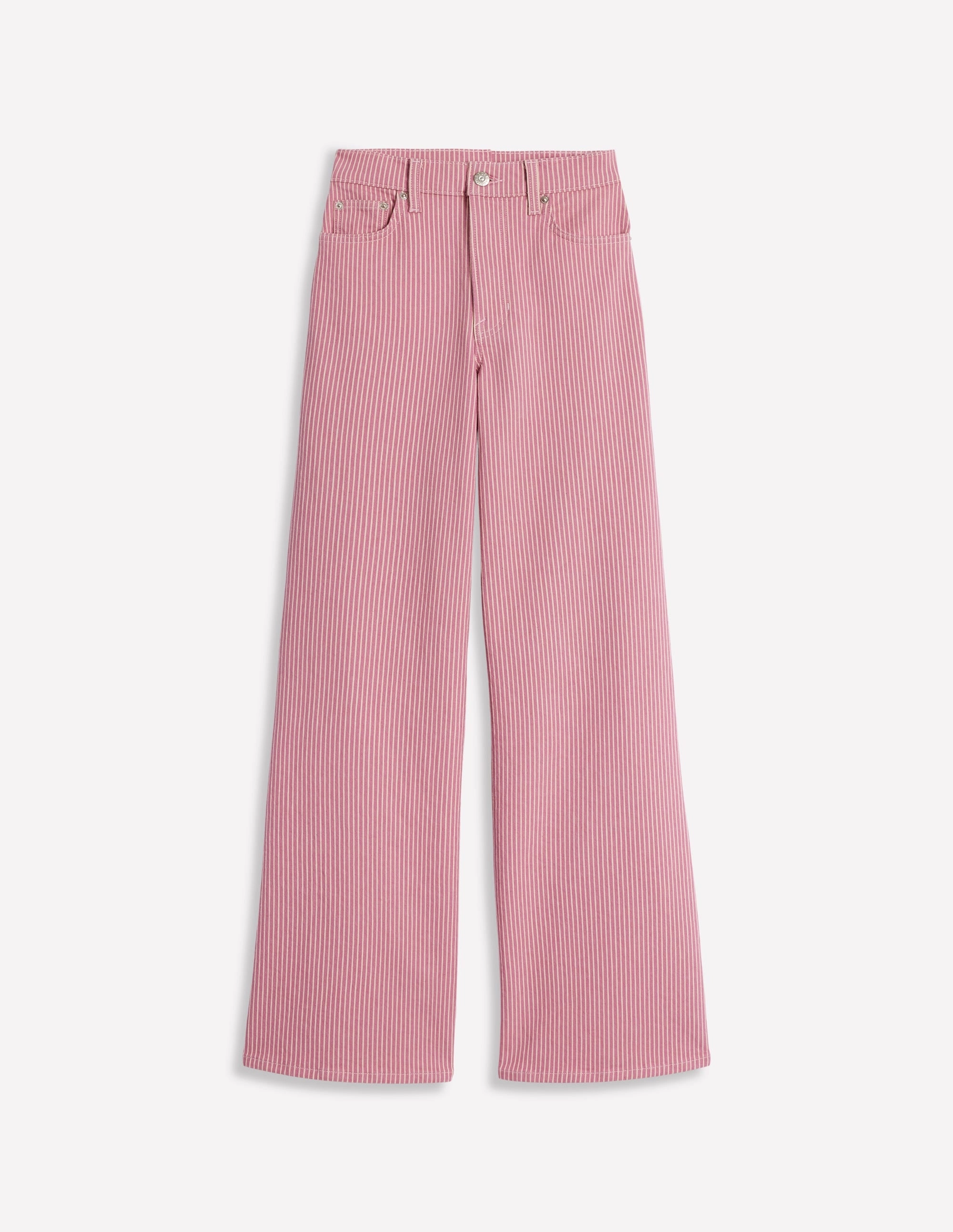 High Rise Wide Leg Jeans-Pink Stripe Adaptable Style Odor control