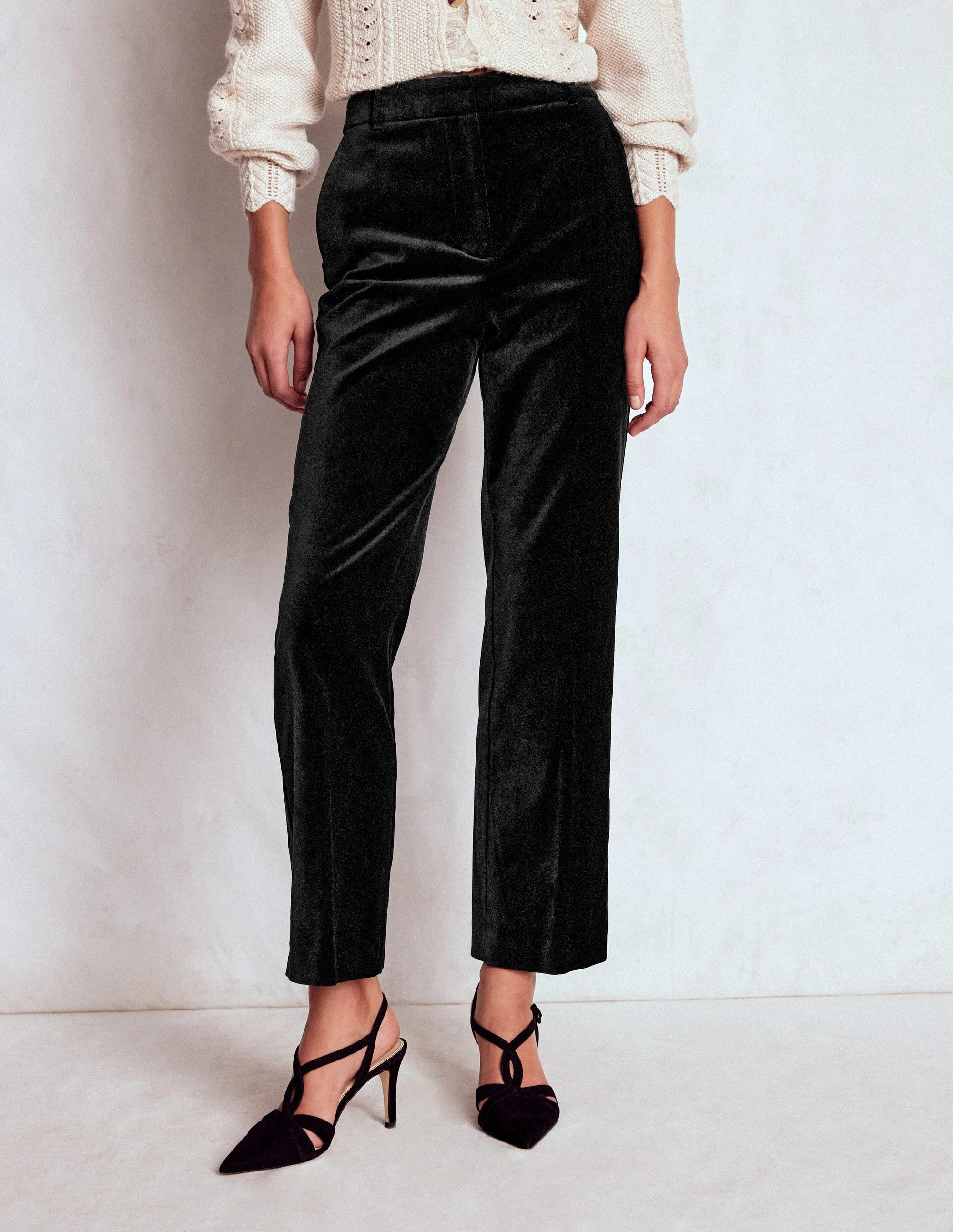 Stretchable Fabric Canonbury Velvet Trousers-Black