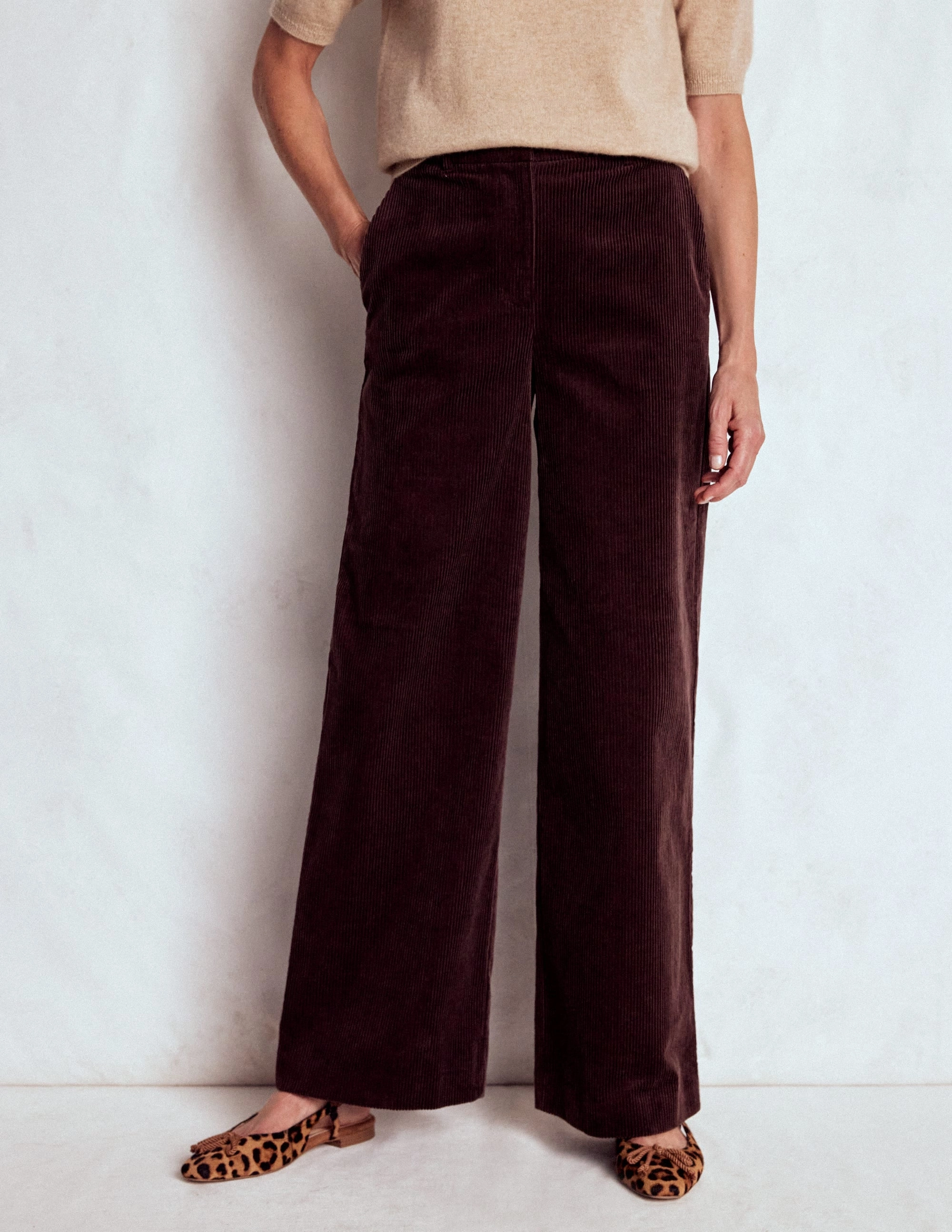 Belgravia Cord Trousers-Deep Aubergine Perfect Fit Wear
