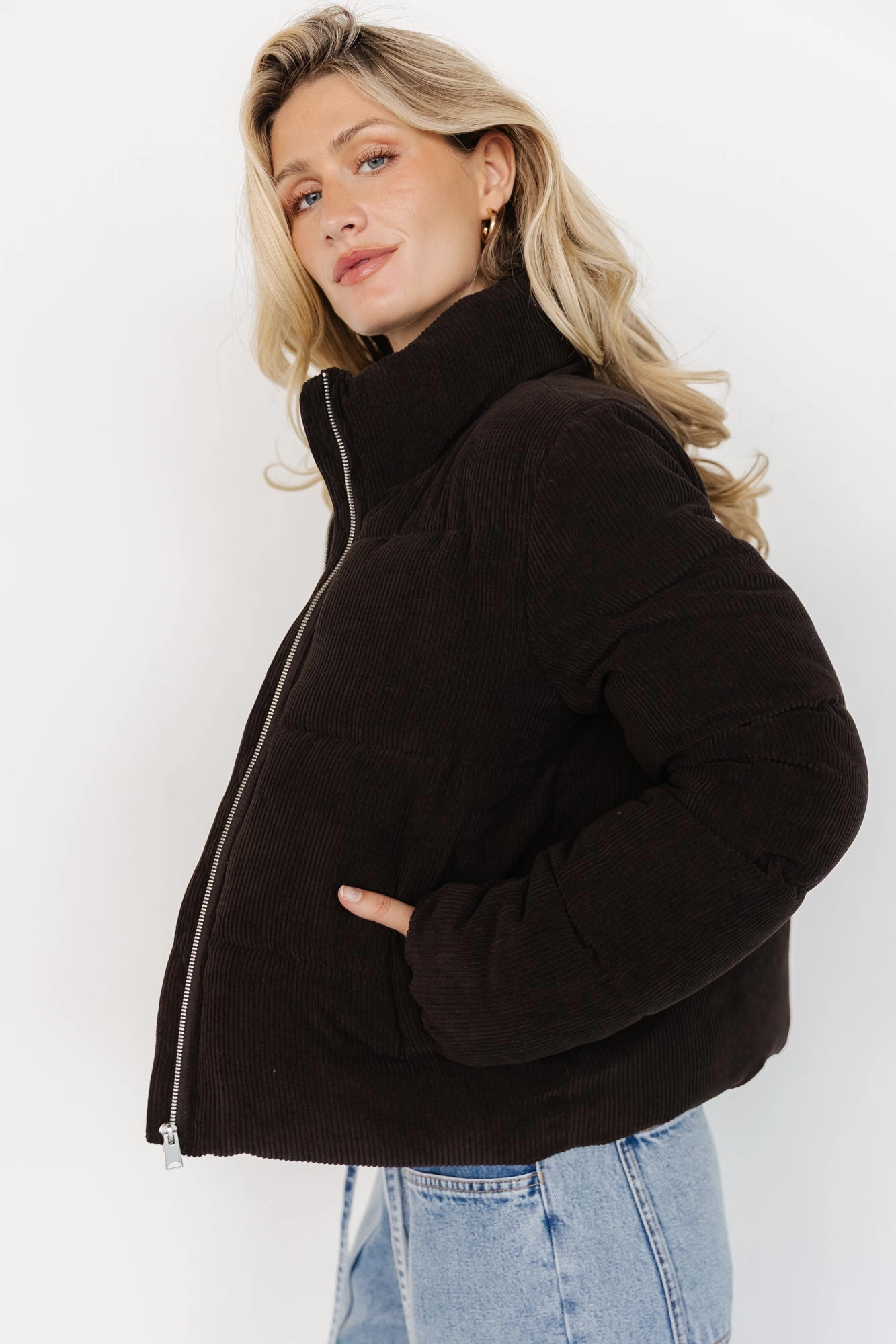 Transition Wear Cold Ready Look Holden Corduroy Puffer Jacket | Dark Brown