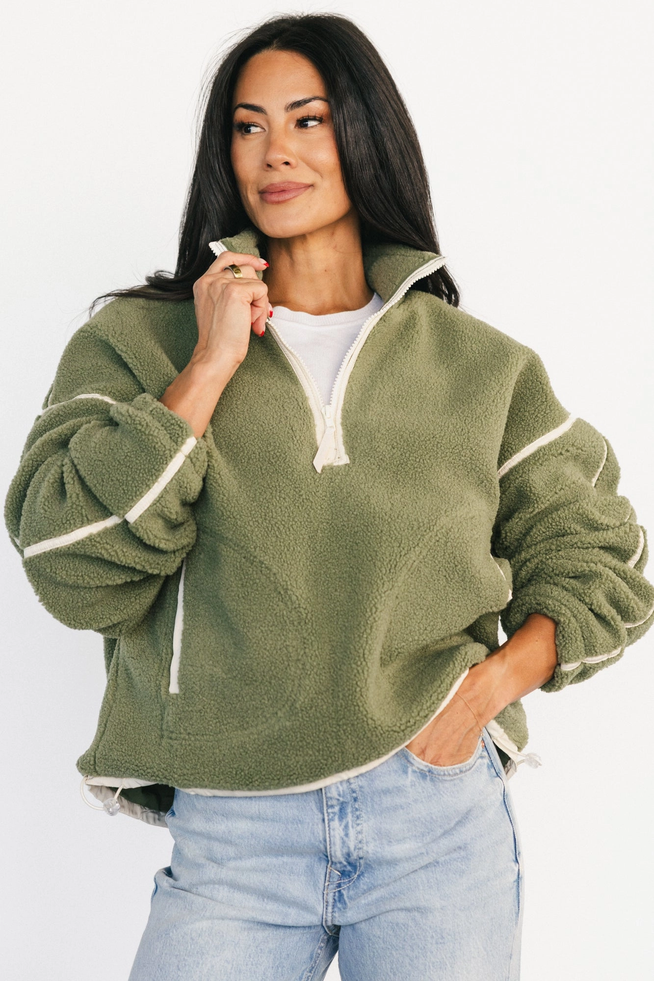 Breathable Membrane Holly Half Zip Pullover | Dark Sage