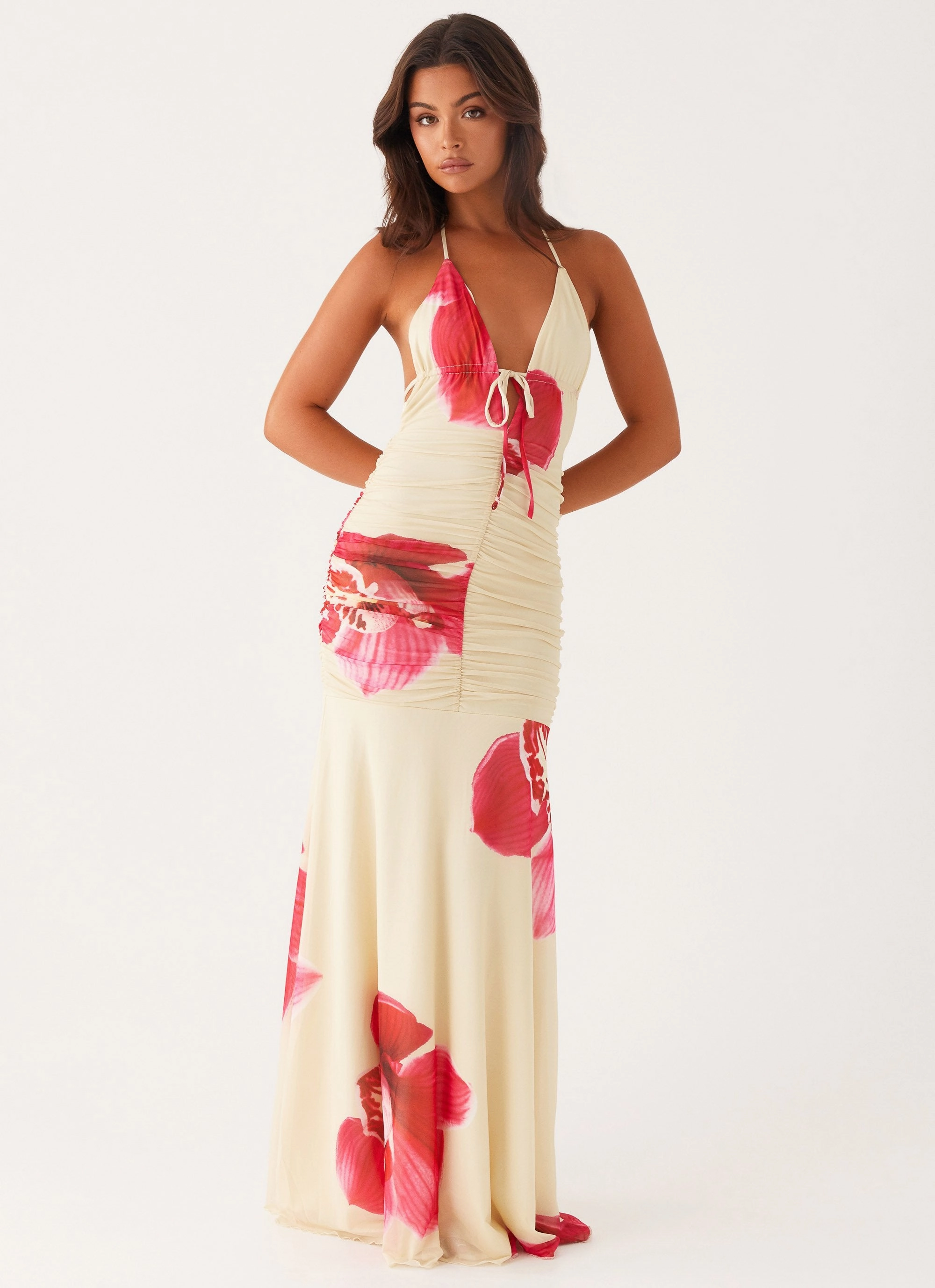 Hollywood Maxi Dress - Orchid Yellow Satin-Edge Fresh Energy