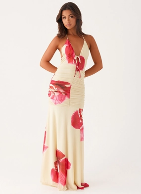 Hollywood Maxi Dress - Orchid Yellow Satin-Edge Fresh Energy