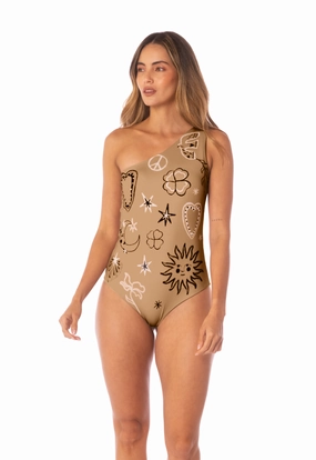 Symbols One Shoulder One Piece Water Fun