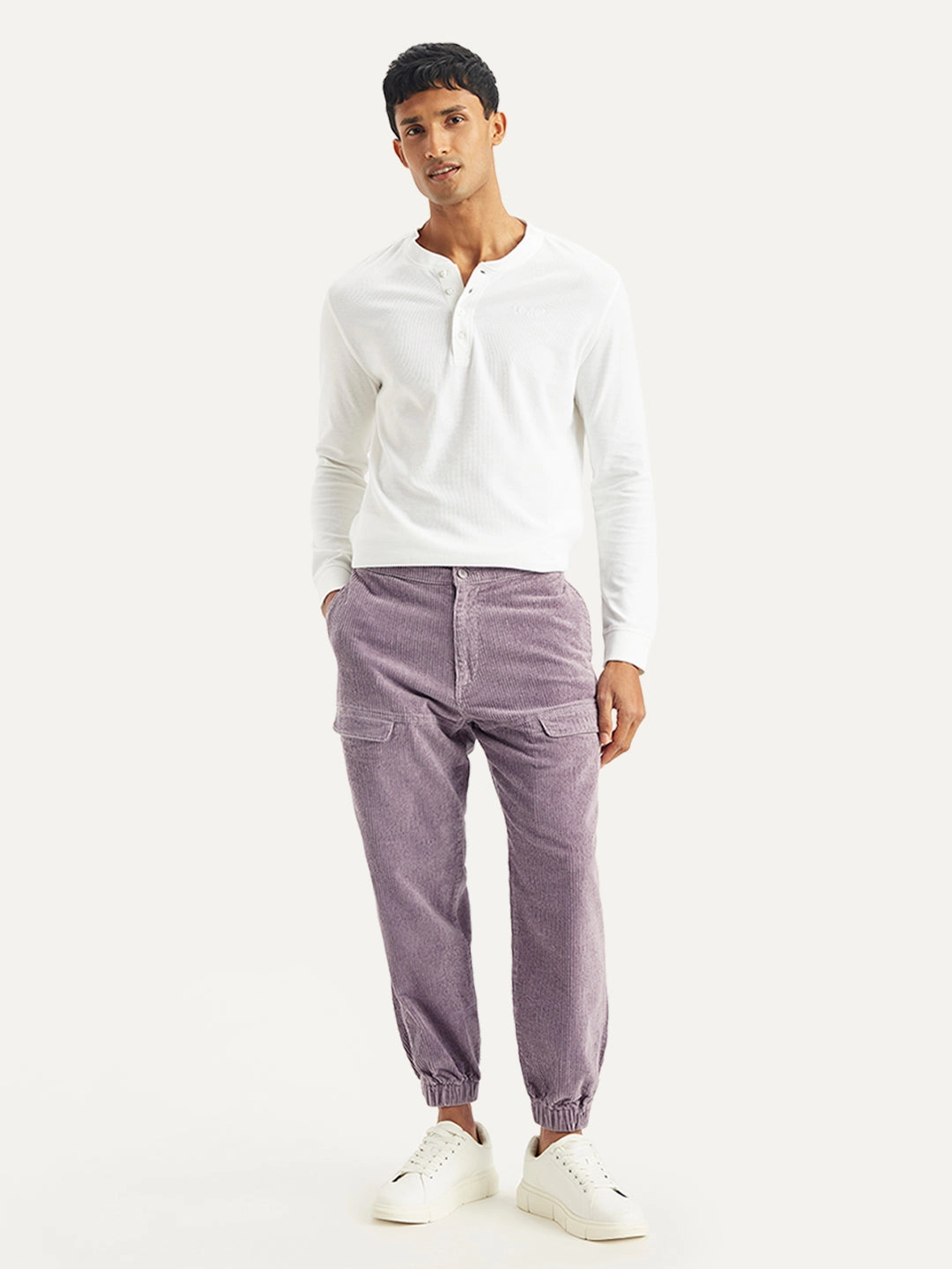 No Sagging Men's Purple Regular Fit Trousers