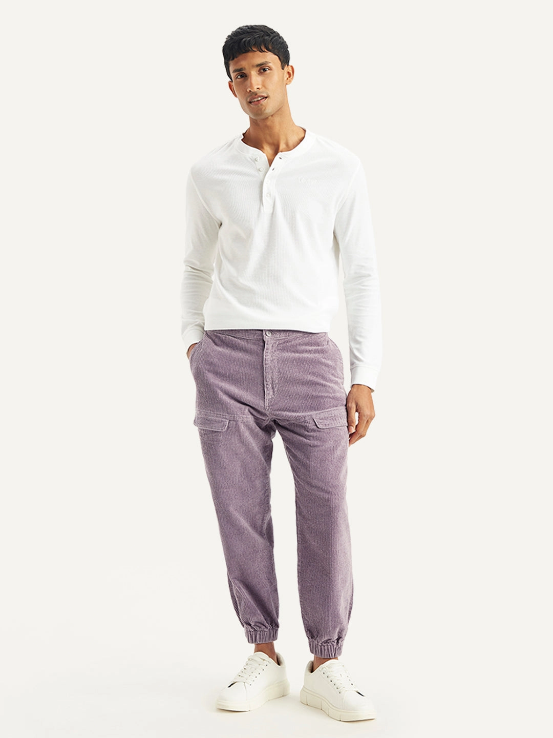 Multipurpose Design Men's Purple Regular Fit Trousers