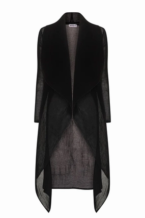 Alquema - AC2404-BLK Collare Coat Effortless Look