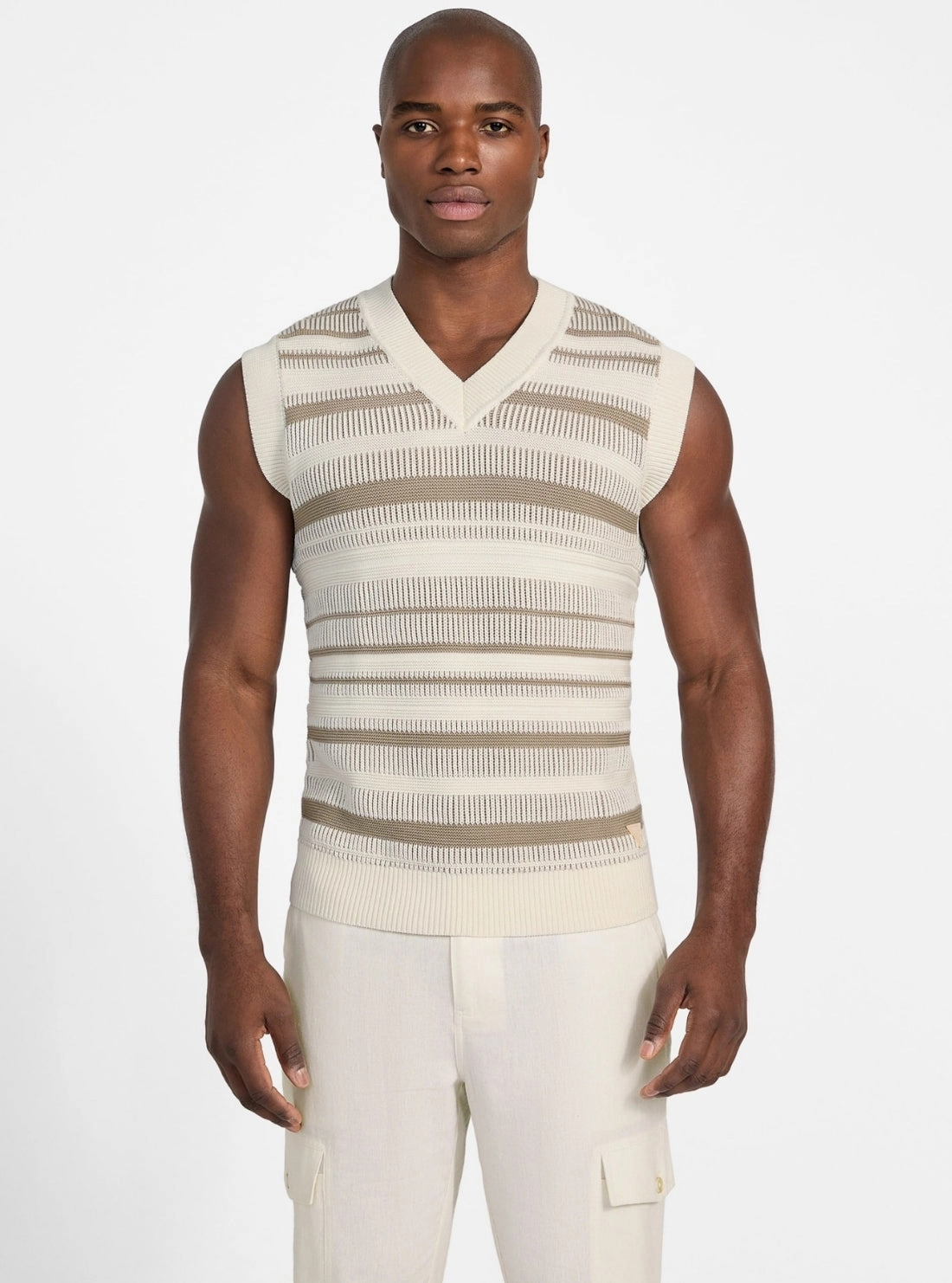 Multi Giffard Striped Stitch Vest WrinkleFreeFinish