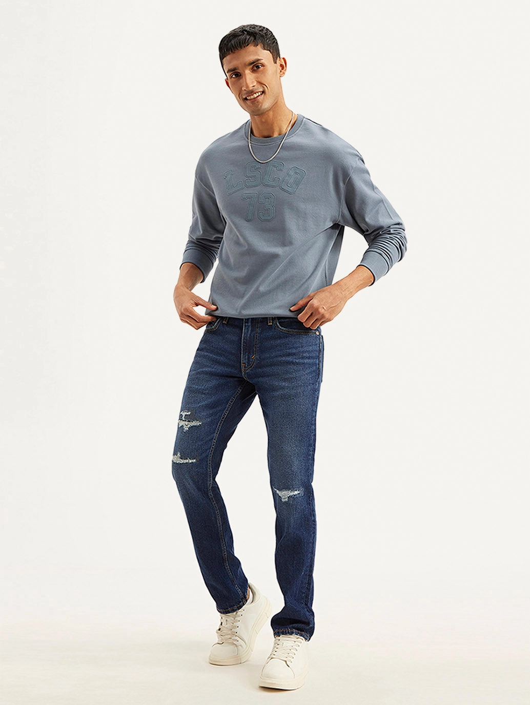 Men's 511 Blue Slim Fit Mid Rise Jeans Minimalist Rainy Day Vintage Lover