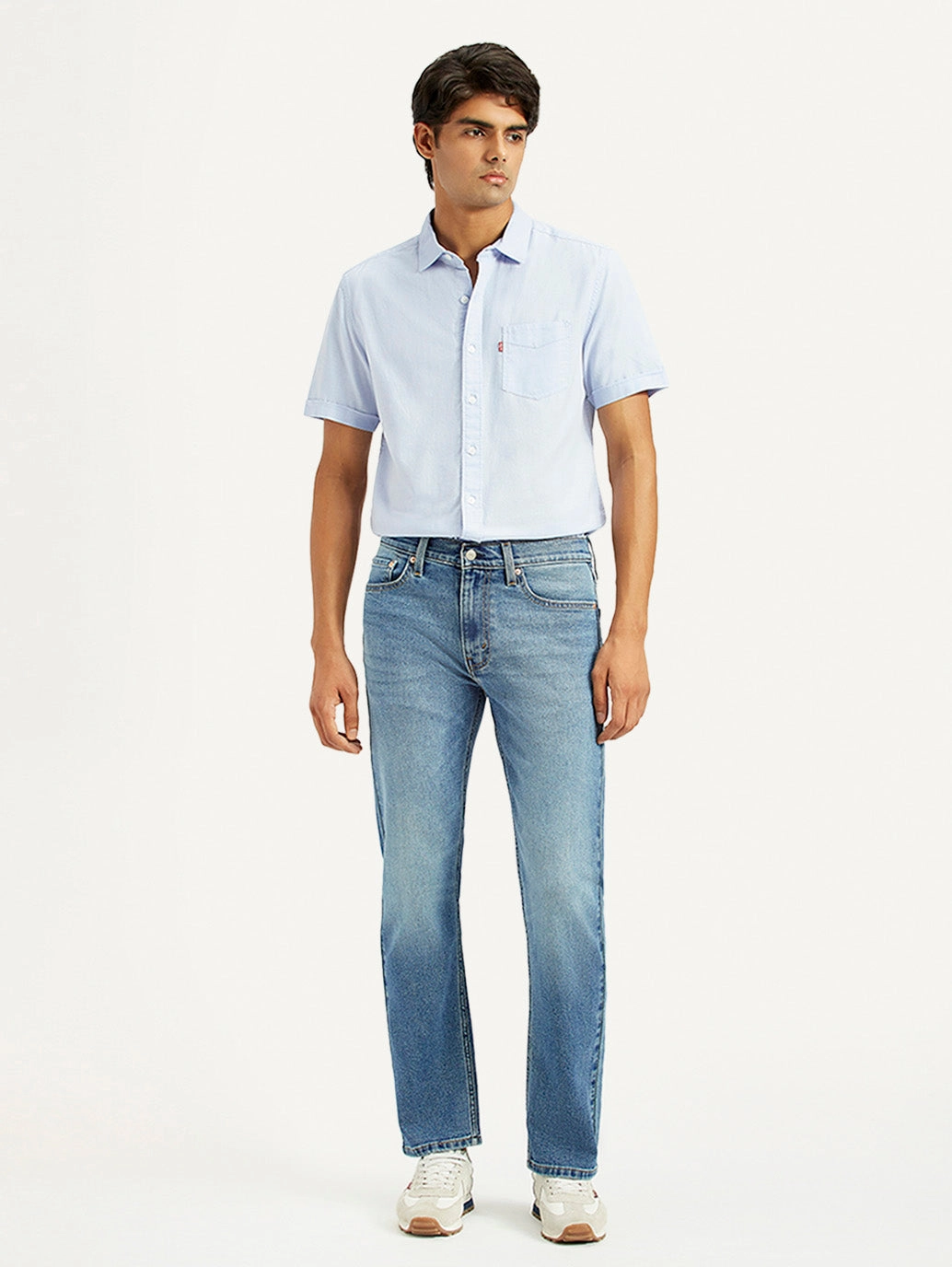 Non Fade Fabric Soft Fabric Men's 513 Med Indigo Slim Straight Fit Mid Rise Jeans