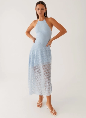 Button Chic Lyndal Lace Midi Dress - Blue