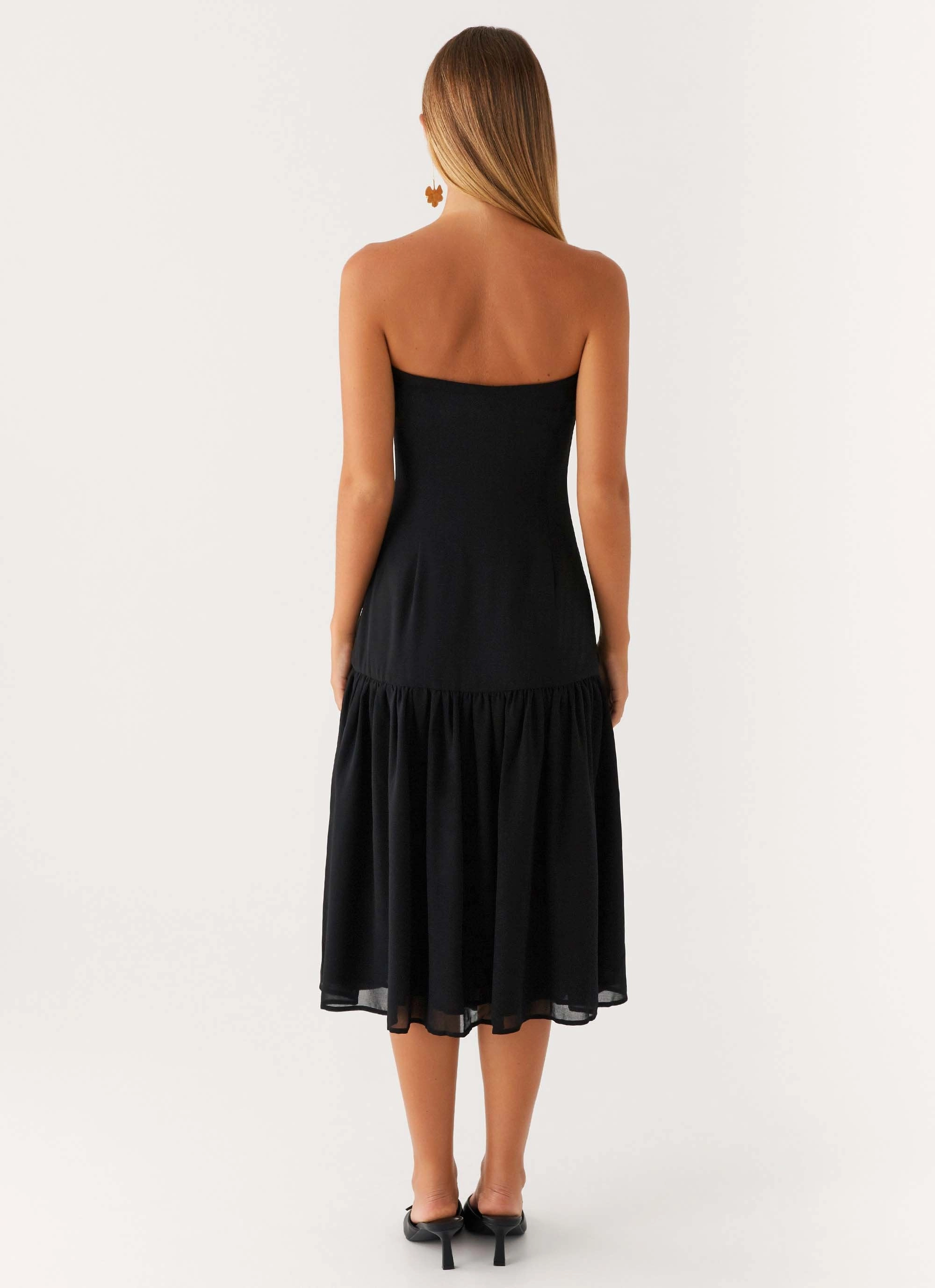 Timeless Wearable Daily Ready Imagination Strapless Midi Dress - Black