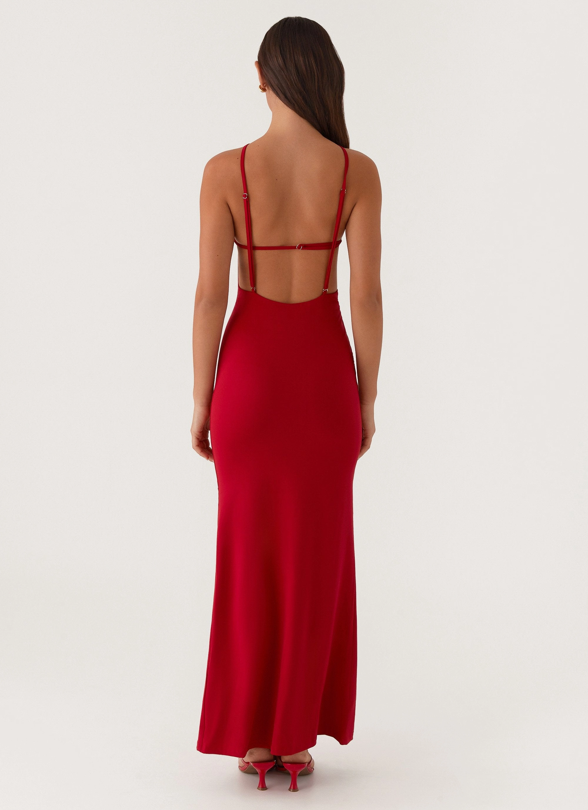 Silky Drape Grow Together Maxi Dress - Red