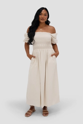 ISMAE MAXI DRESS NEUTRAL Skin-friendly Fall Layer