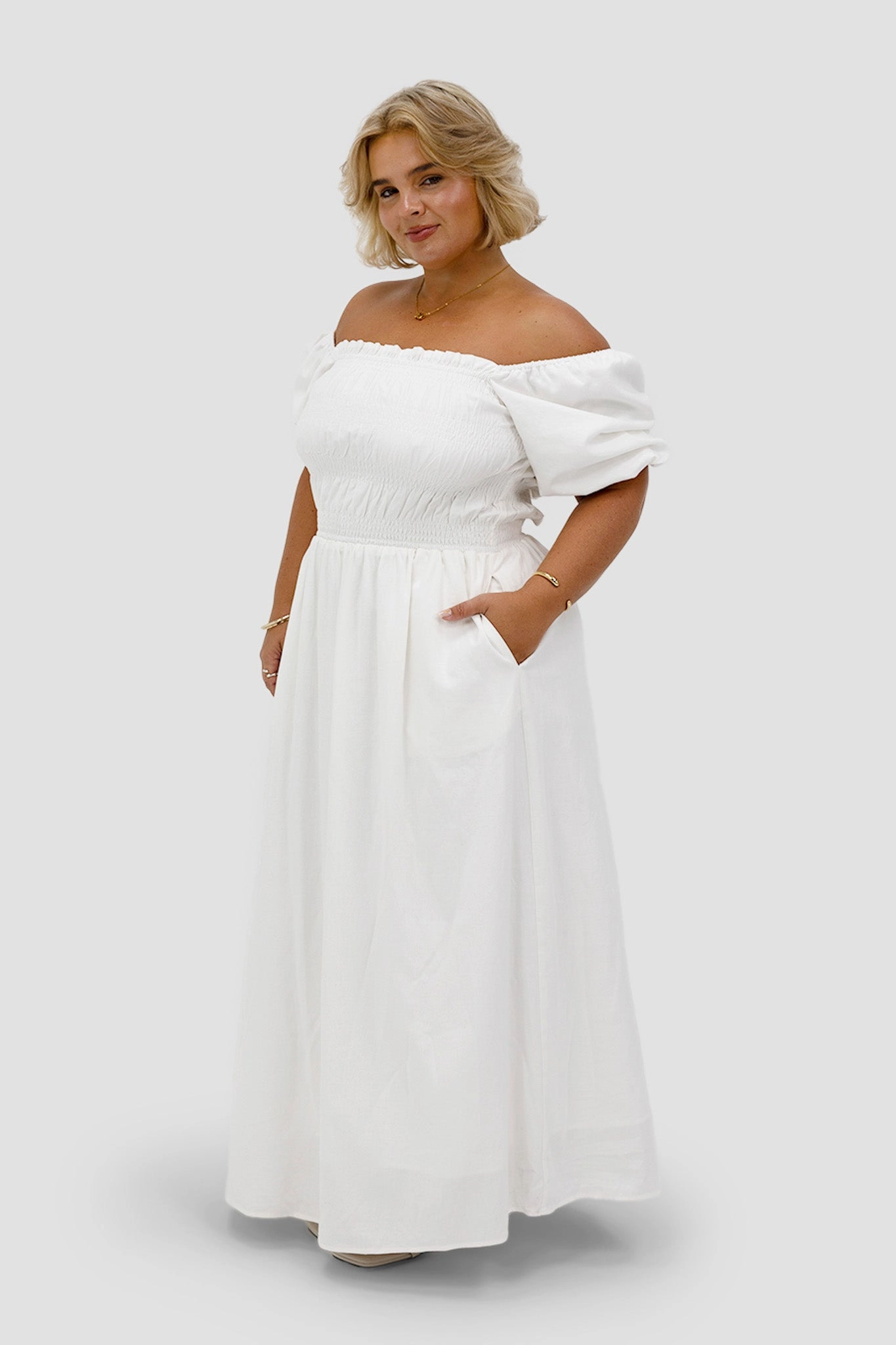 Delicate Finish Simple Ease ISMAE MAXI DRESS WHITE