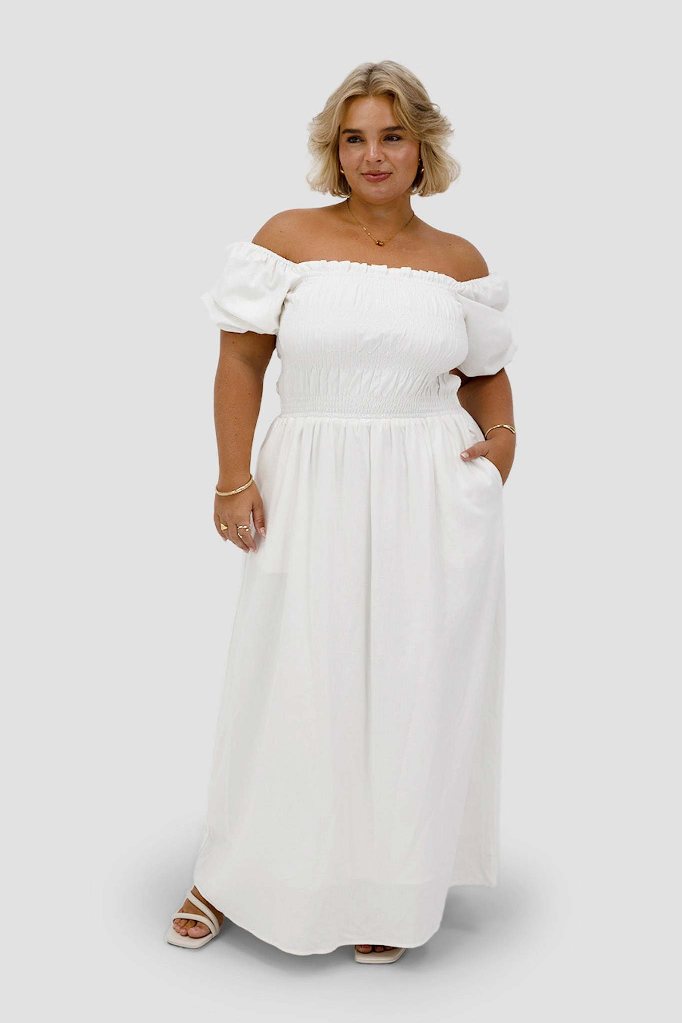Shared Moment Ethically-Made ISMAE MAXI DRESS WHITE