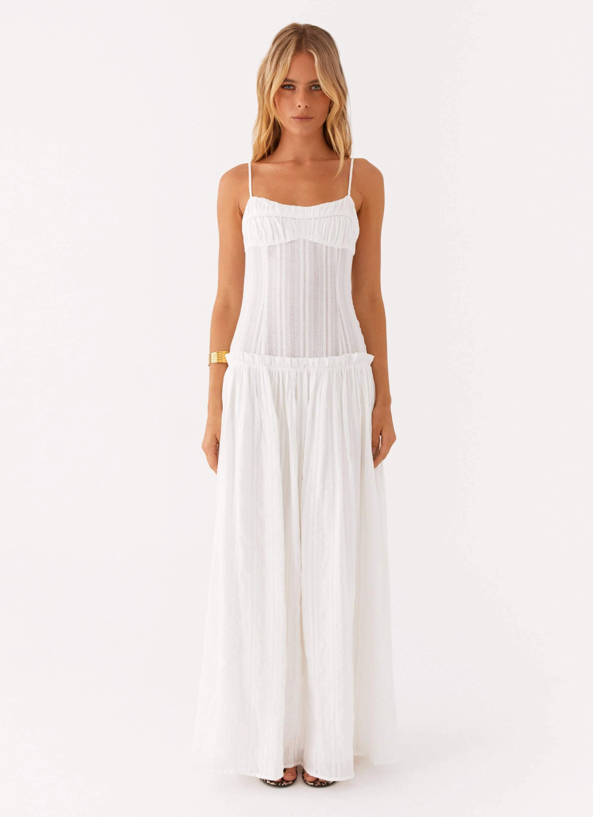 Office Mood Jacinda Drop Waist Maxi Dress - Ivory