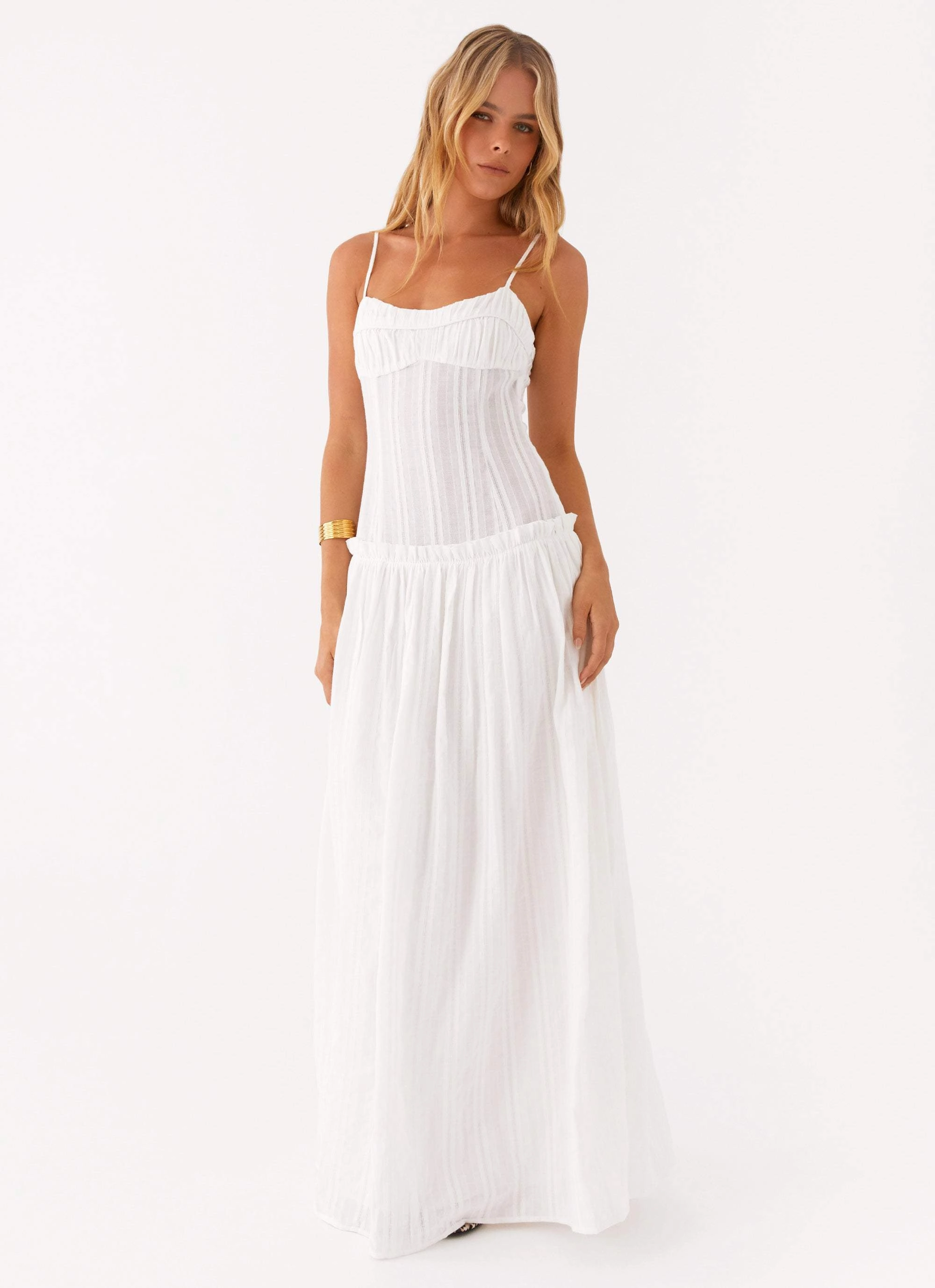 Chic boho dress Timeless-Classic Jacinda Drop Waist Maxi Dress - Ivory